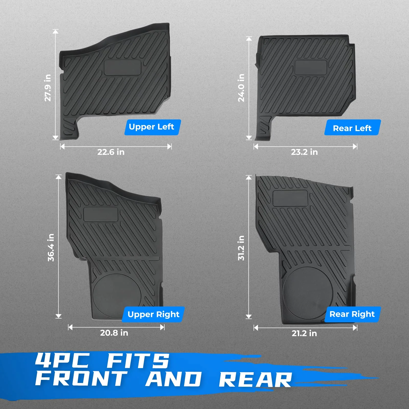 Floor Mats for Polaris Ranger Crew XP 1000 (2019-2024) 4 Pcs - Image 6