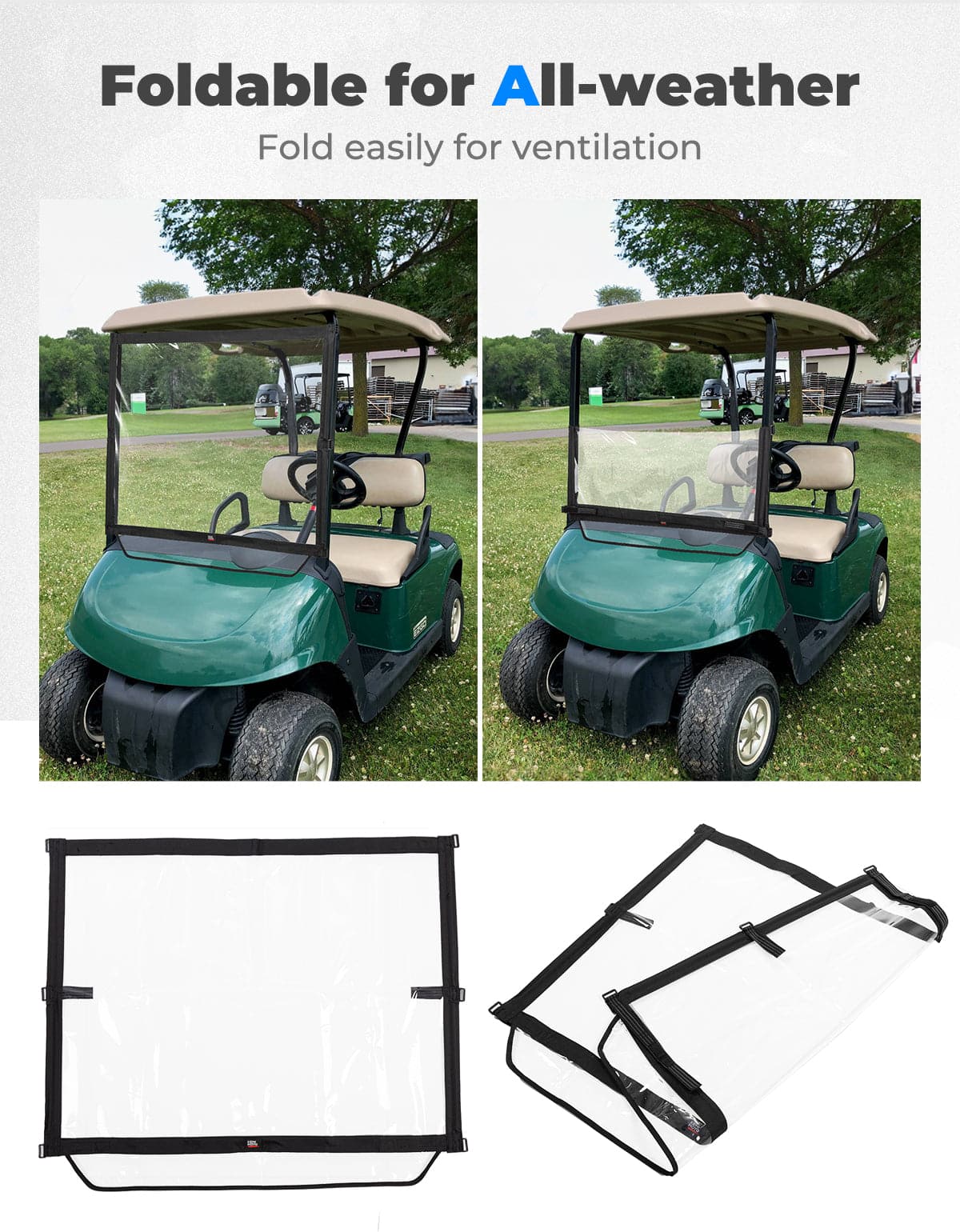 Foldable Golf Cart Windshield for EZGO RXV - Image 2