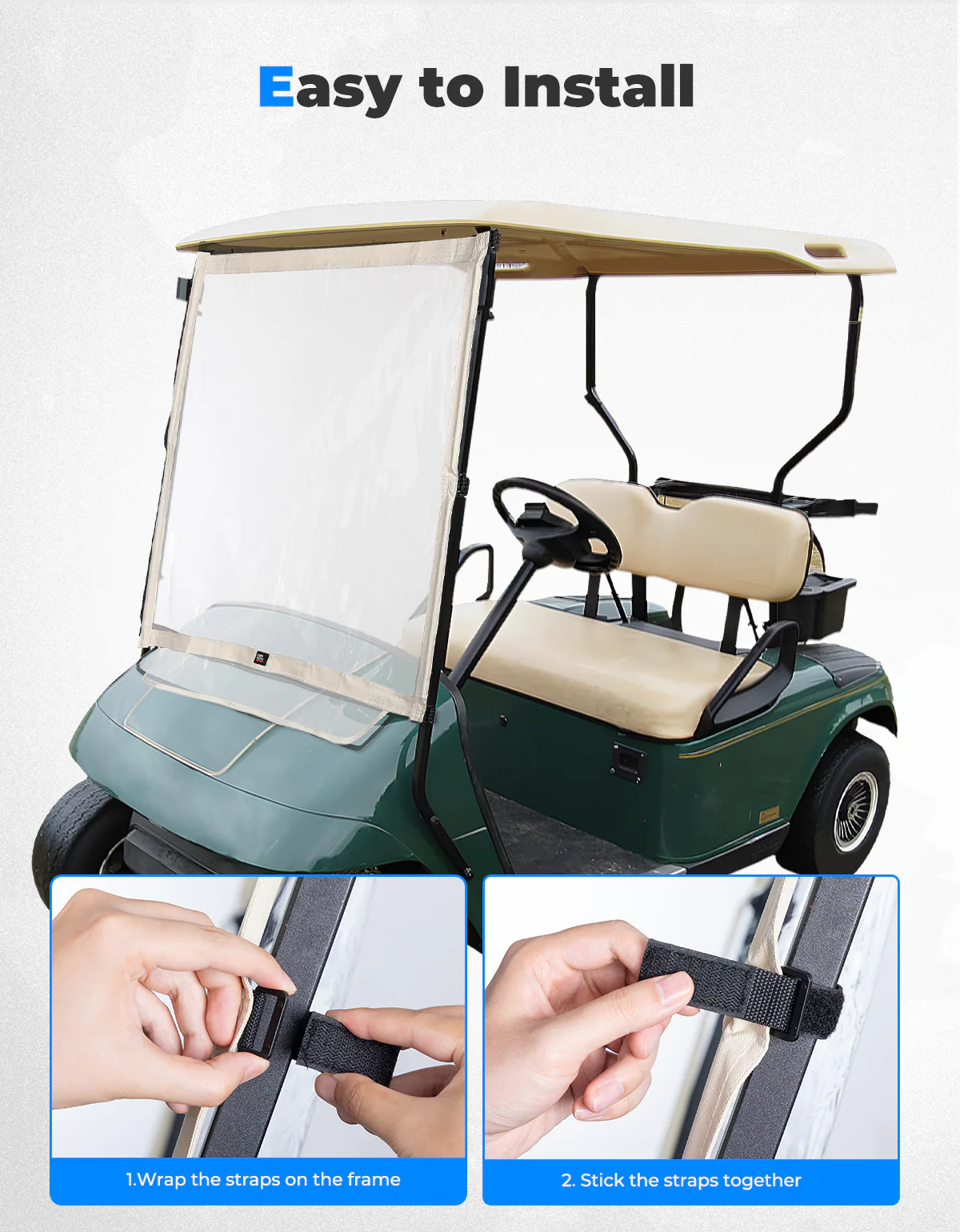 Foldable Golf Cart Windshield for EZGO TXT 1994-2013 - Image 3