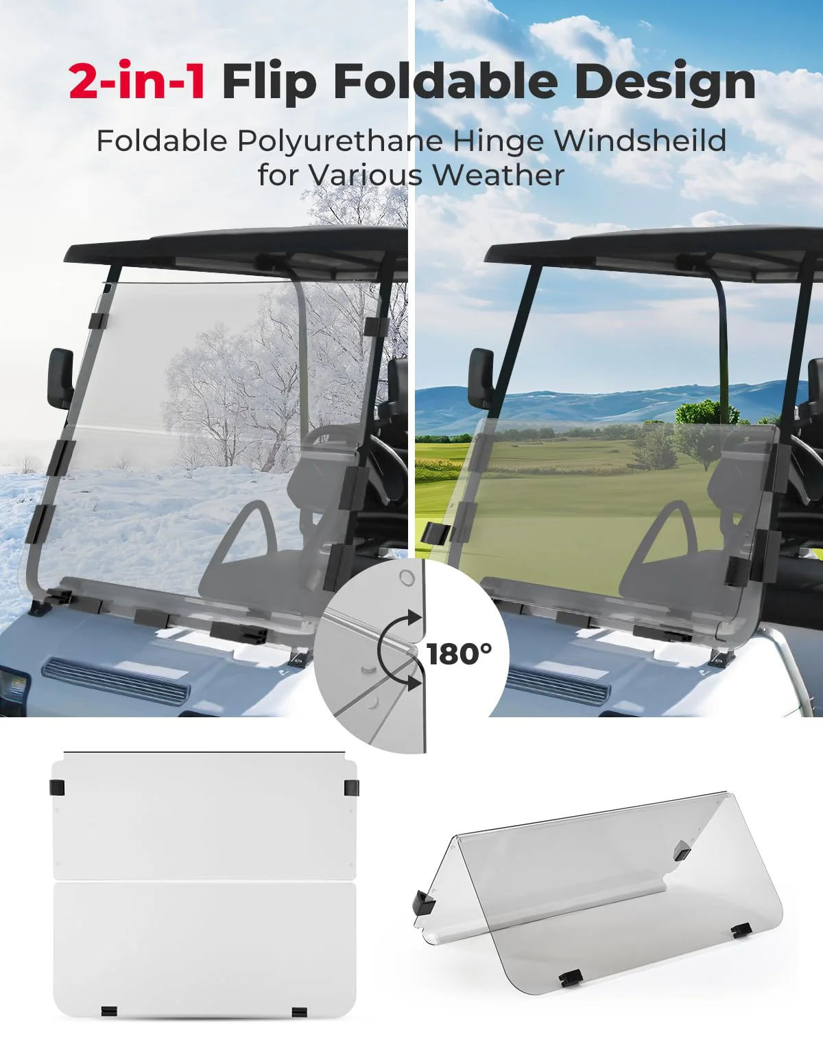 Foldable Golf Cart Windshield for Club Car DS (1982-2000) - Image 5