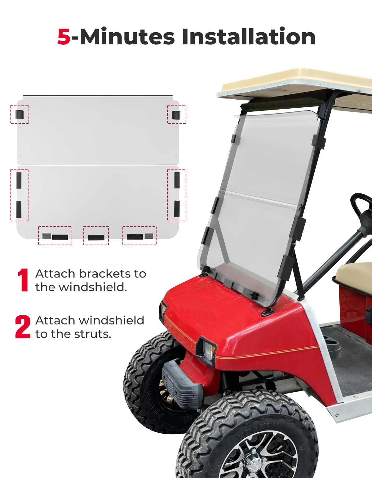 Foldable Golf Cart Windshield for Club Car DS (1982-2000) - Image 6