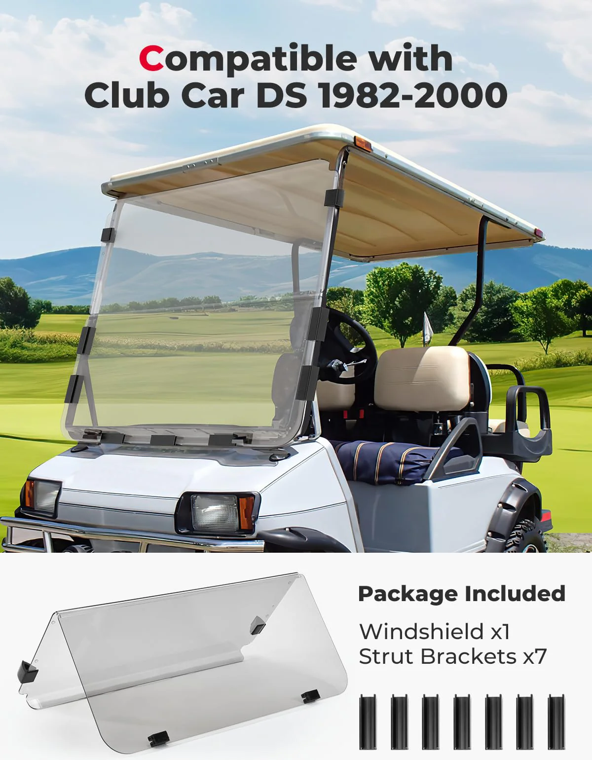 Foldable Golf Cart Windshield for Club Car DS (1982-2000) - Image 7