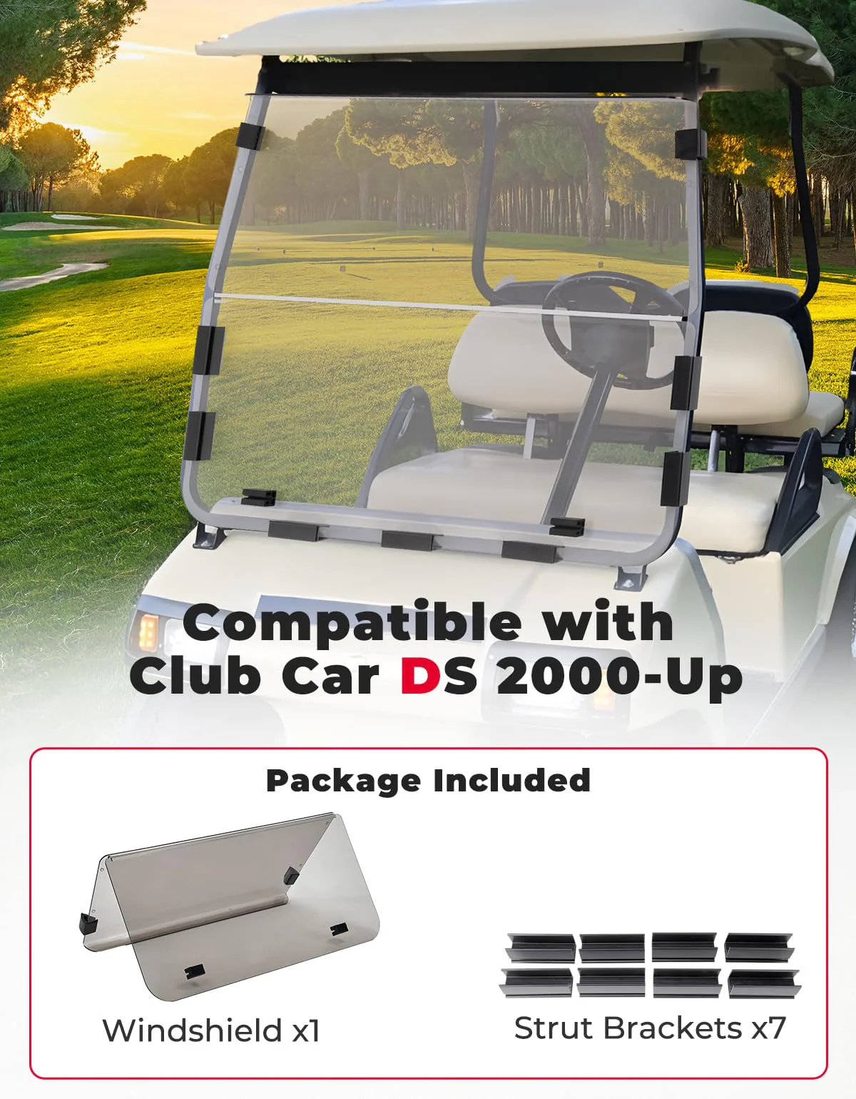 Clear Foldable Golf Cart Windshield for Club Car DS 2000+ - Image 5