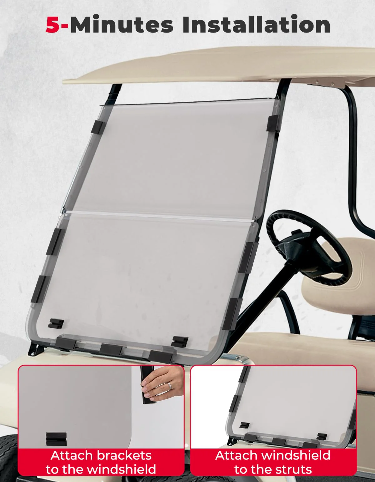 Clear Foldable Golf Cart Windshield for Club Car DS 2000+ - Image 6