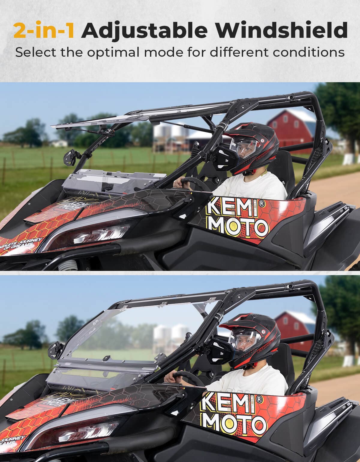 Folding 2-in-1 Flip Windshield for CFMOTO ZForce 950 - Image 5