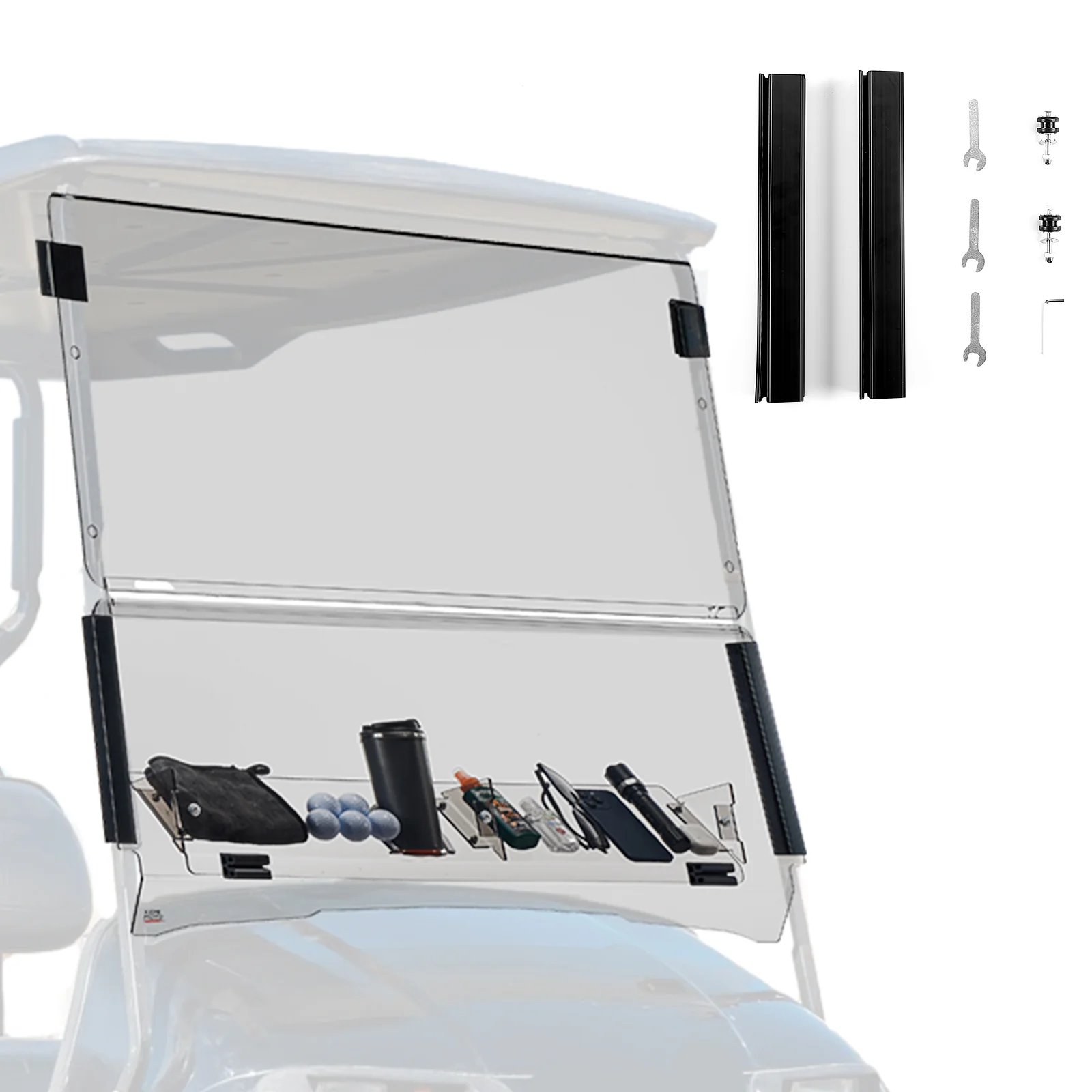 Foldable Golf Cart Windshield with Storage Basket for EZGO TXT - Image 9
