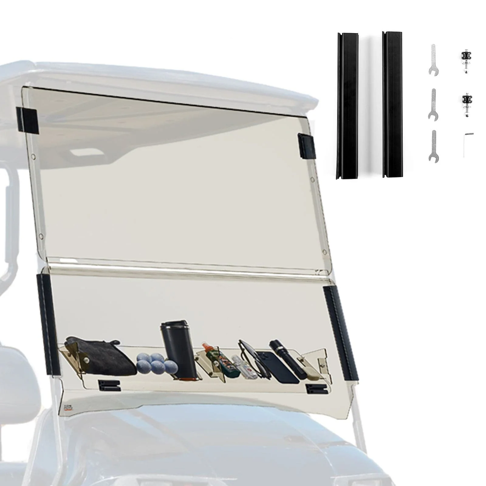 Folding Down Windshield Tinted W/ Storage for EZGO TXT - Image 2