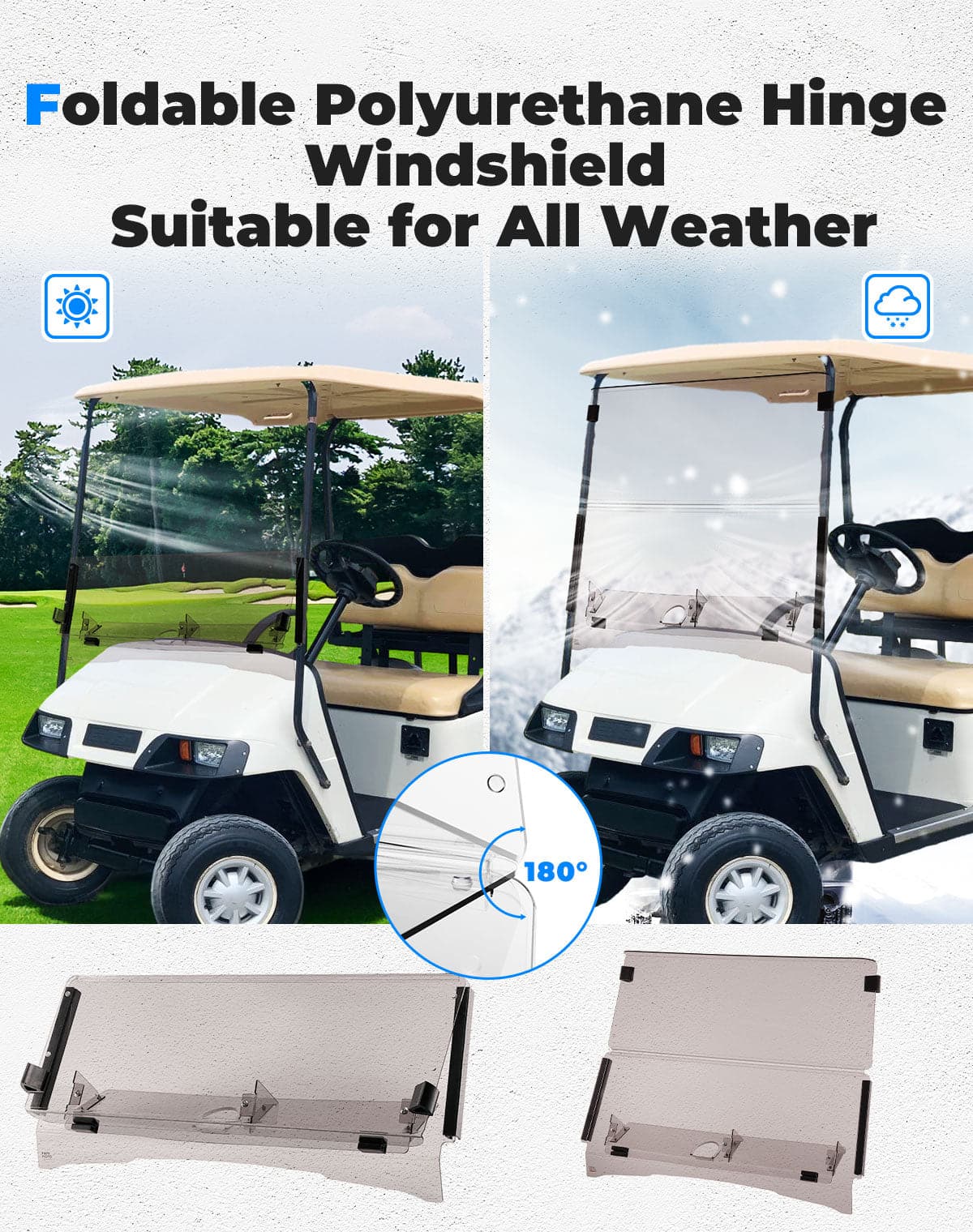 Folding Down Windshield Tinted W/ Storage for EZGO TXT - Image 5