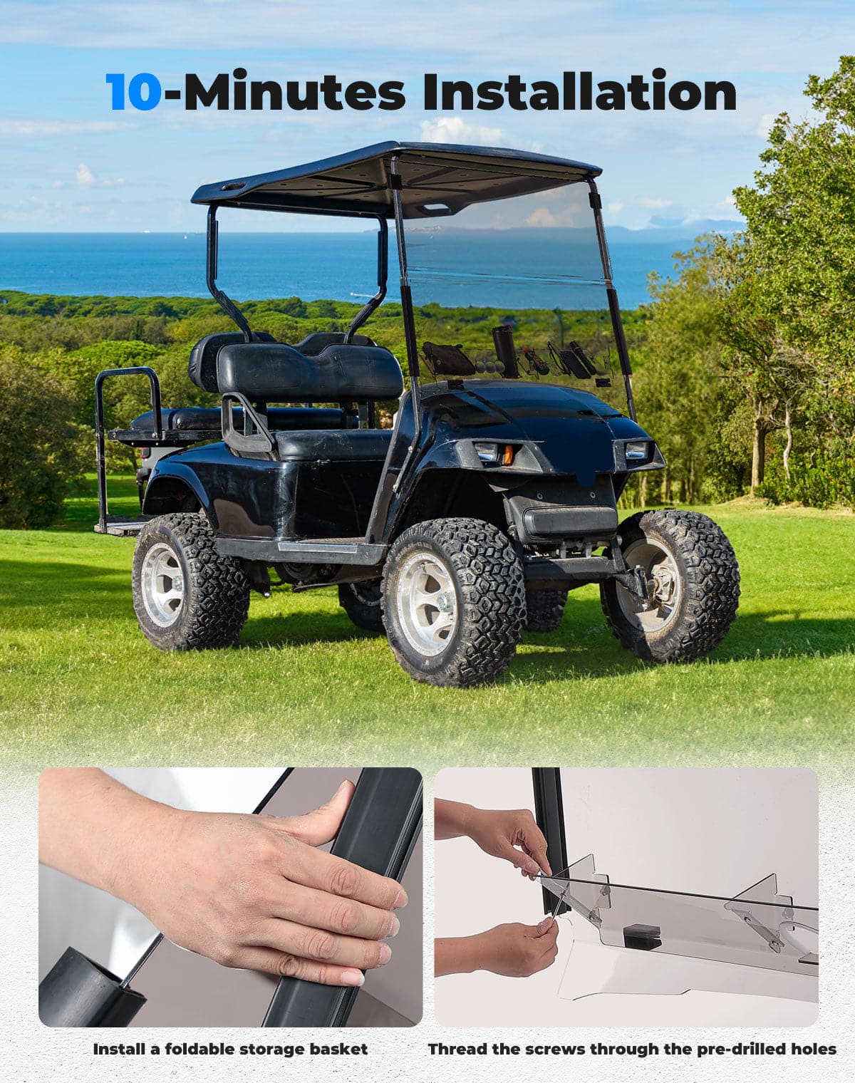 Folding Down Windshield Tinted W/ Storage for EZGO TXT - Image 6