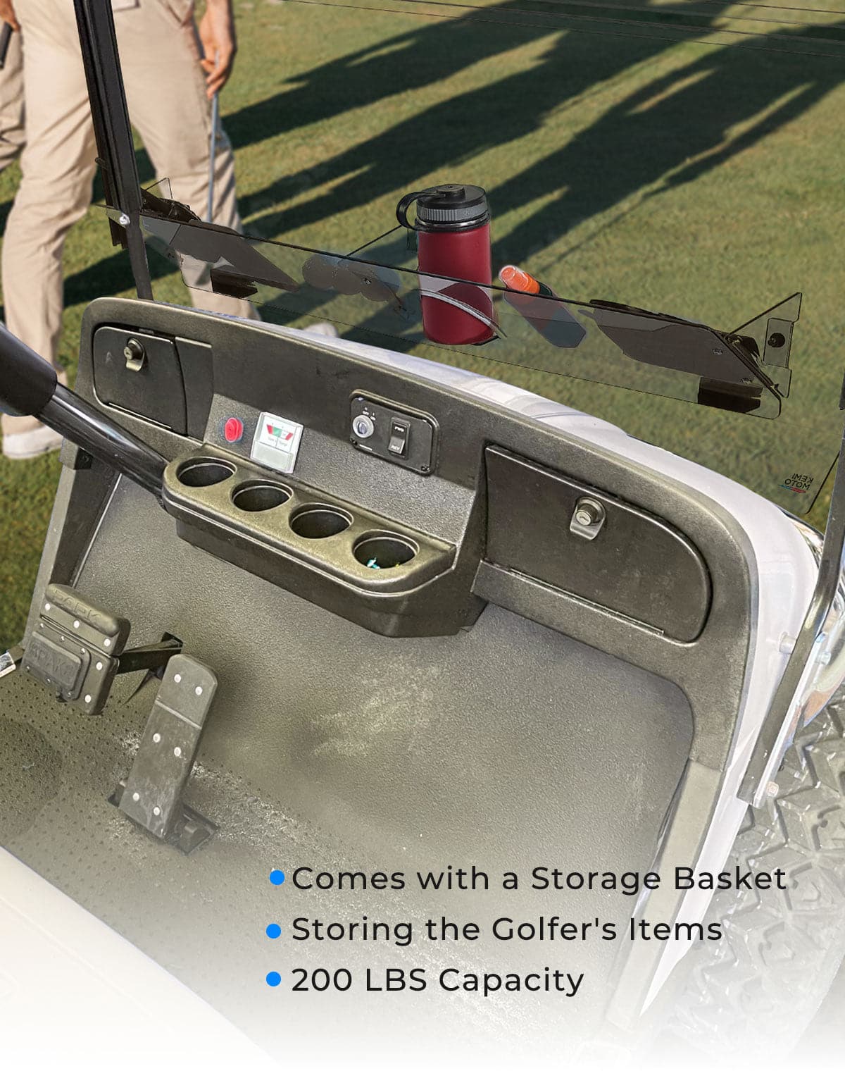 Folding Down Windshield Tinted W/ Storage for EZGO TXT - Image 8