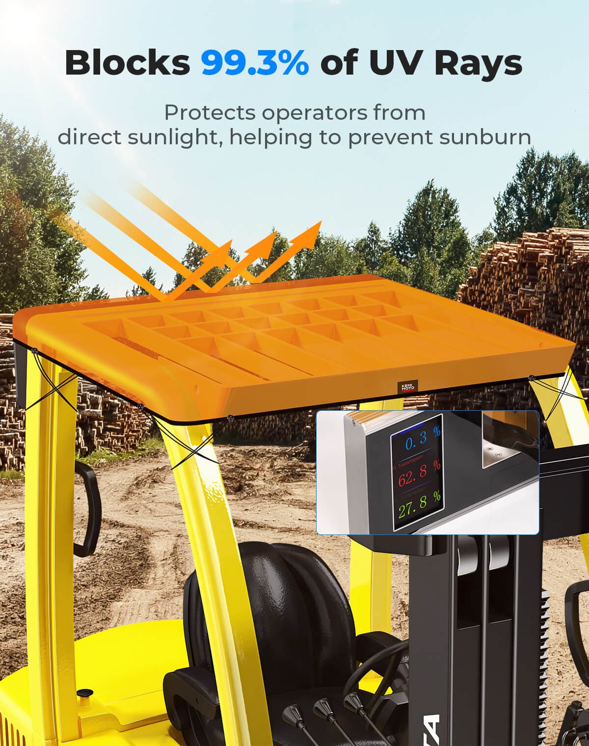 Forklift Anti-UV Shade Cover Waterproof 51in x 43in - Image 3
