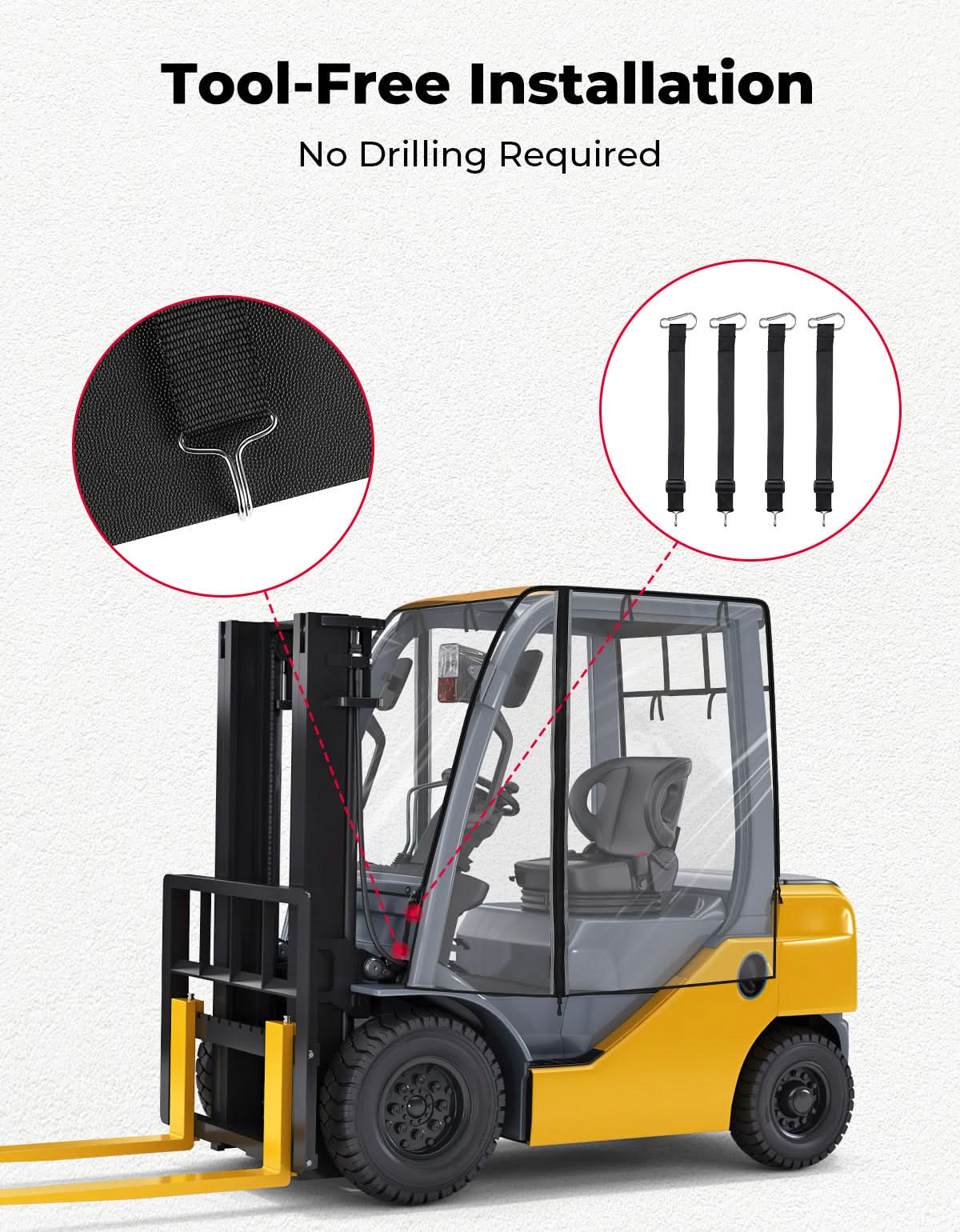 Forklift Cover for Rain with Rear Window, Waterproof Cab Enclosure Clear Fork Truck,Fit Forklift up to 6000lb / 8000 lb - Image 6