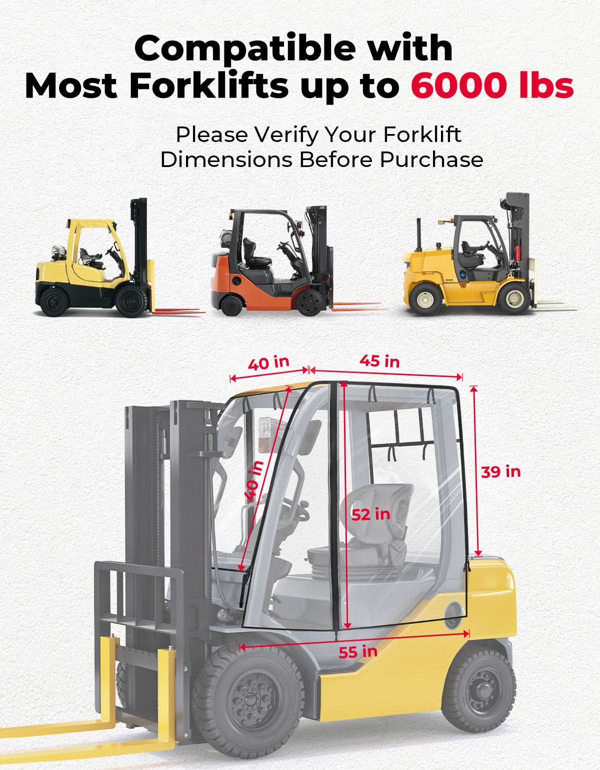 Forklift Cover for Rain with Rear Window, Waterproof Cab Enclosure Clear Fork Truck,Fit Forklift up to 6000lb / 8000 lb - Image 7