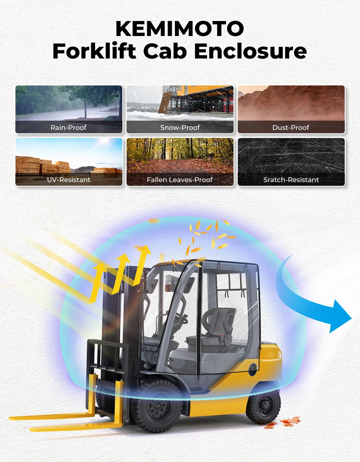 Forklift Cover for Rain with Rear Window, Waterproof Cab Enclosure Clear Fork Truck,Fit Forklift up to 6000lb / 8000 lb - Image 8