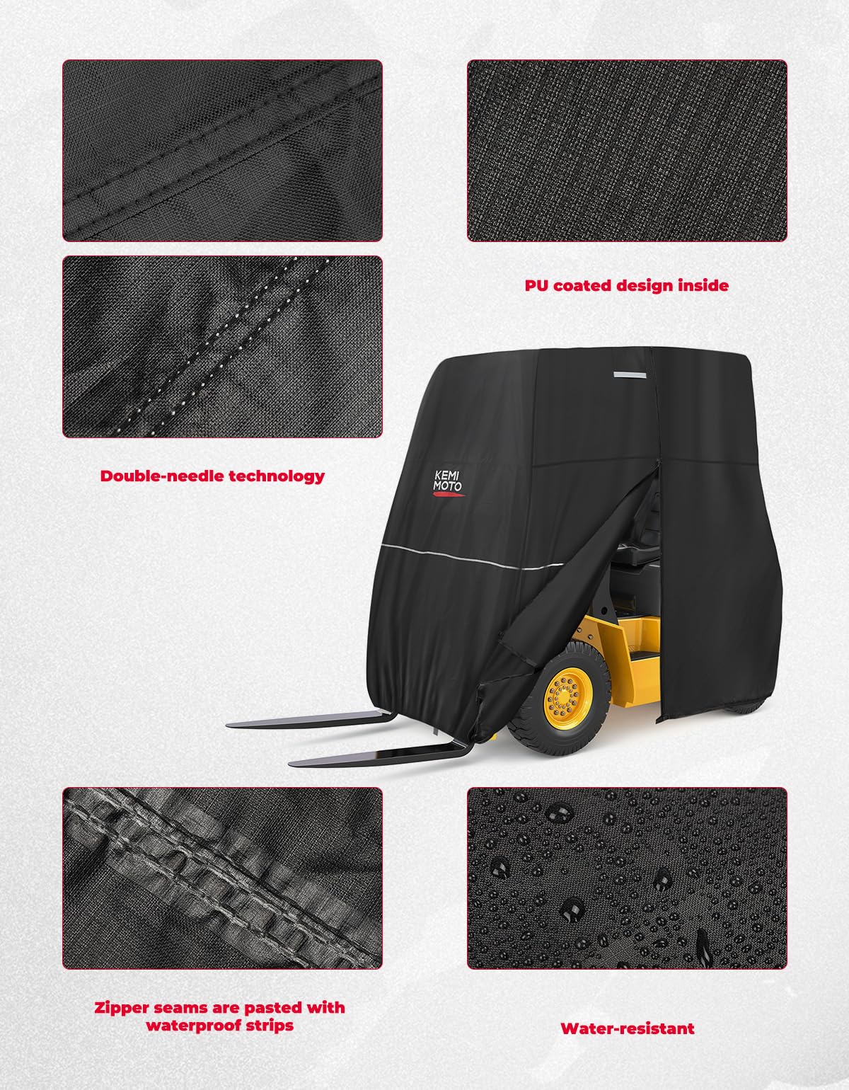 Forklift Storage Cover Side Zippered Hatch Heavy Duty 420D Oxford - Image 3
