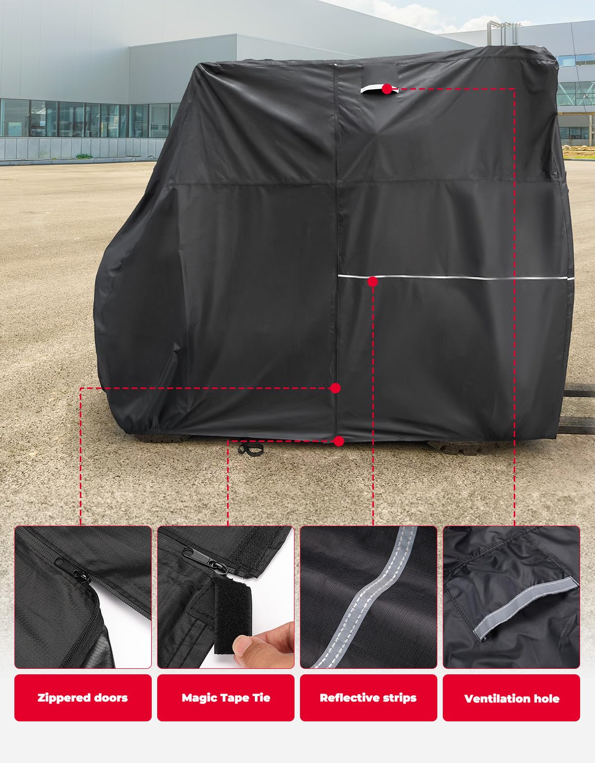 Forklift Storage Cover Side Zippered Hatch Heavy Duty 420D Oxford - Image 4