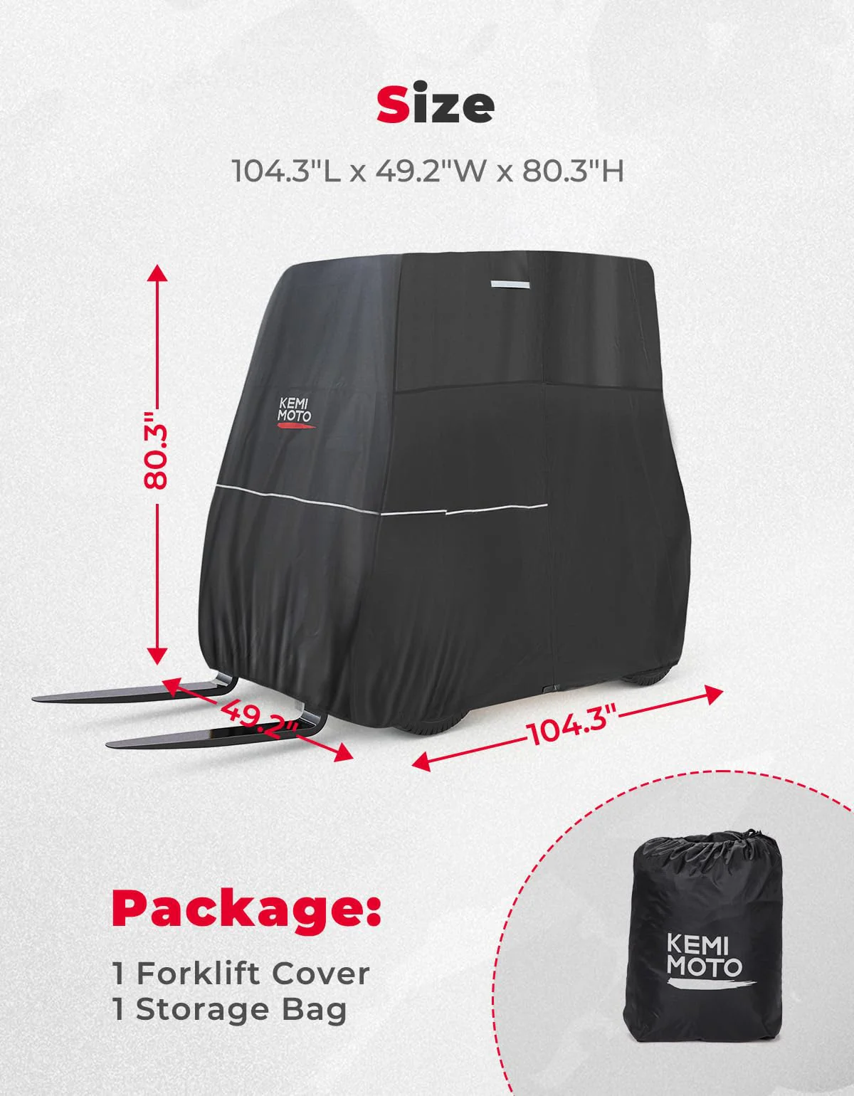 Forklift Storage Cover Side Zippered Hatch Heavy Duty 420D Oxford - Image 5