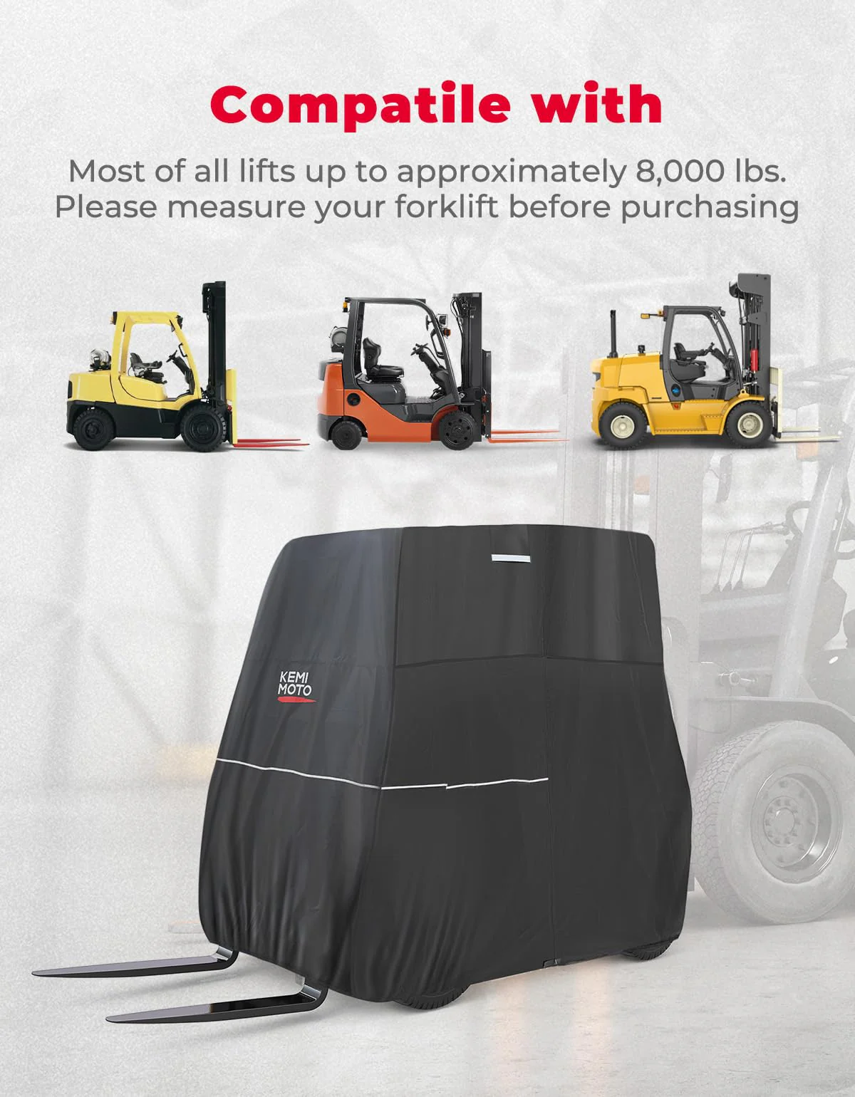 Forklift Storage Cover Side Zippered Hatch Heavy Duty 420D Oxford - Image 6