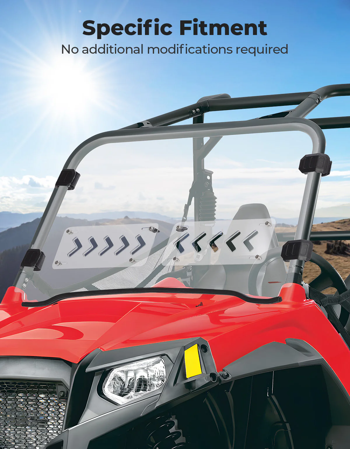 Front 2-IN-1 Vented Windshield for Polaris RZR 800/S800/4 800/XP 900/RZR 570 - Image 4