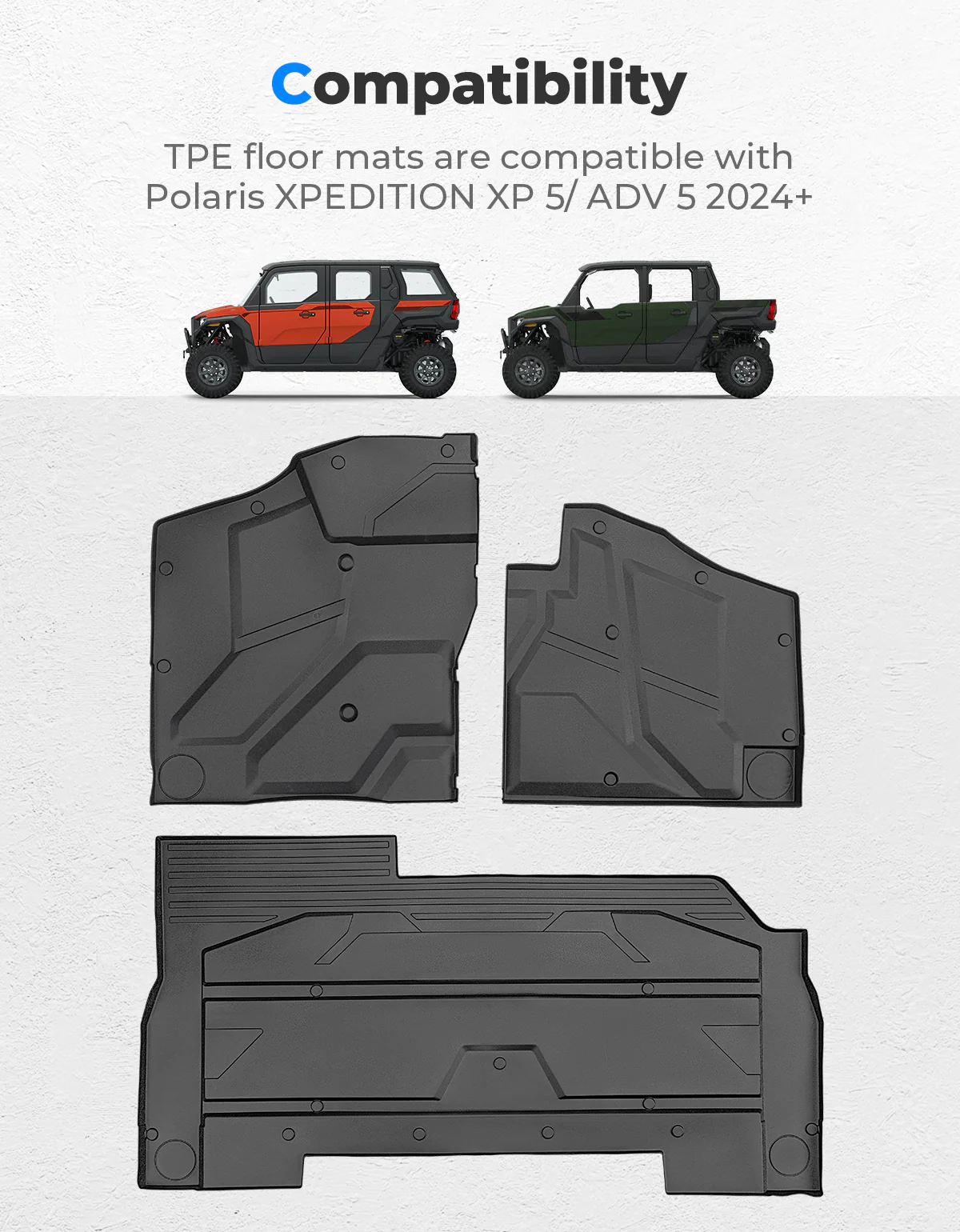 Front and Rear TPE Floor Mat for Polaris Xpedition XP 5/ADV 5 2024+ - Image 2