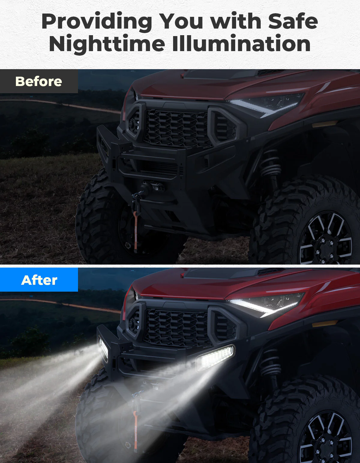 Front Brushguard Auxiliary Lights for Polaris Ranger XD 1500 / CREW 2024 2025 - Image 2