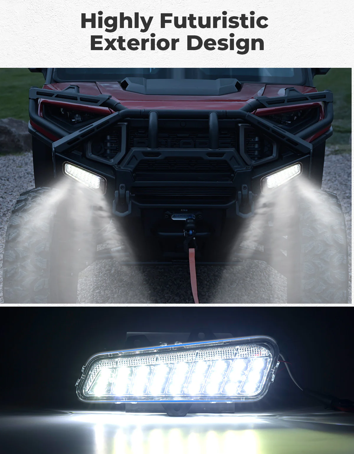 Front Brushguard Auxiliary Lights for Polaris Ranger XD 1500 / CREW 2024 2025 - Image 3