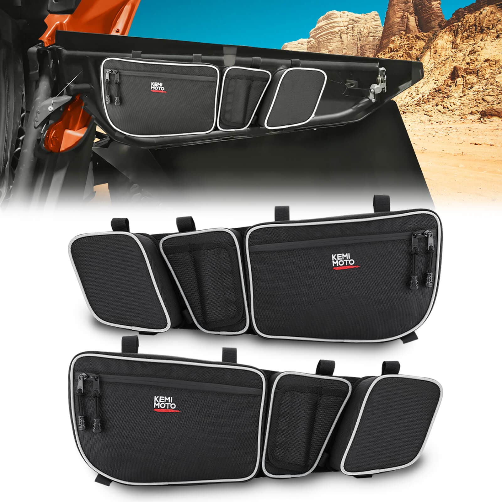 Front Door Storage Bags & Spare Tire Mount for Can-Am Maverick X3/MAX - Image 2
