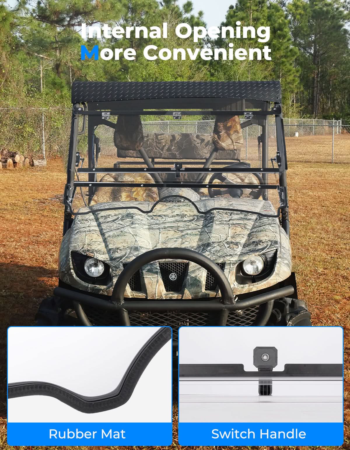Front Flip Split Windshield for Yamaha Rhino 450 660 2004-2013 - Image 3