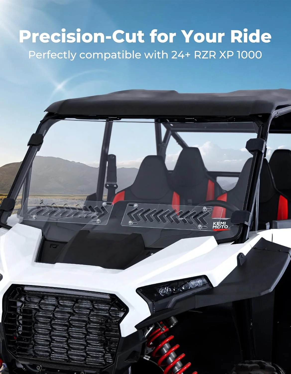 2-IN-1 Vented Windshield Pre-Installed Rubber Strip for Polaris RZR XP 1000 / RZR XP 4 1000 2024-2026 - Image 7