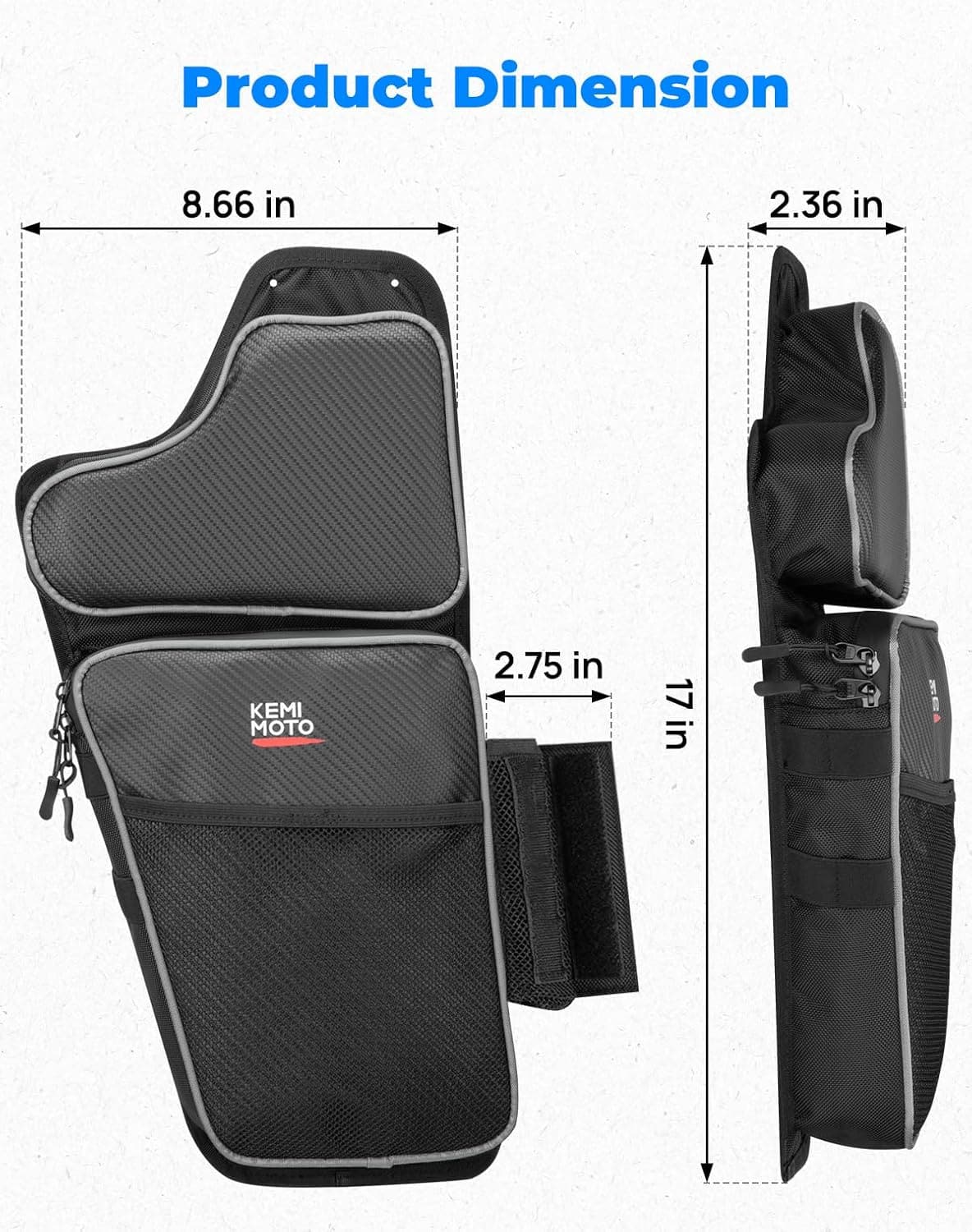 Front Lower Door Bags with Knee for Polaris General 1000/4 2016-2024, 2PCS - Image 6