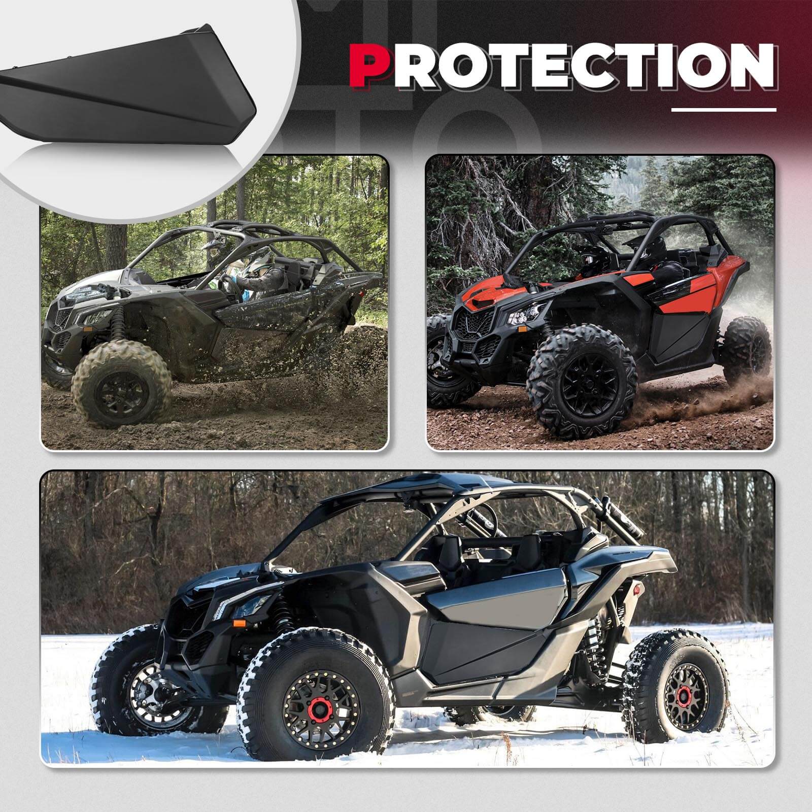 Front Lower Door Inserts & UTV Side View Mirror For Can-Am Maverick X3 - Image 4