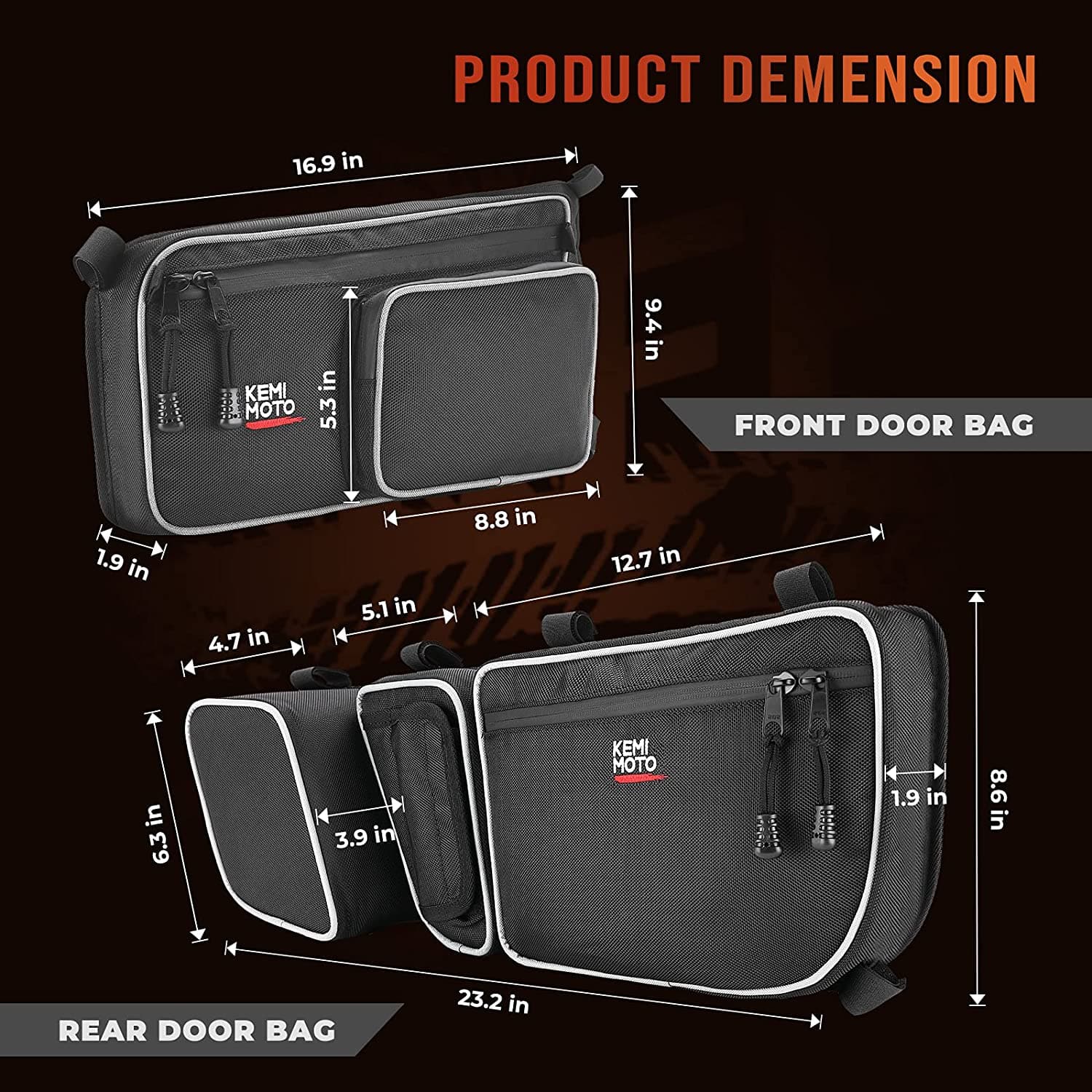 Front and Rear Door Bags for Can Am Maverick X3 Max - Image 7