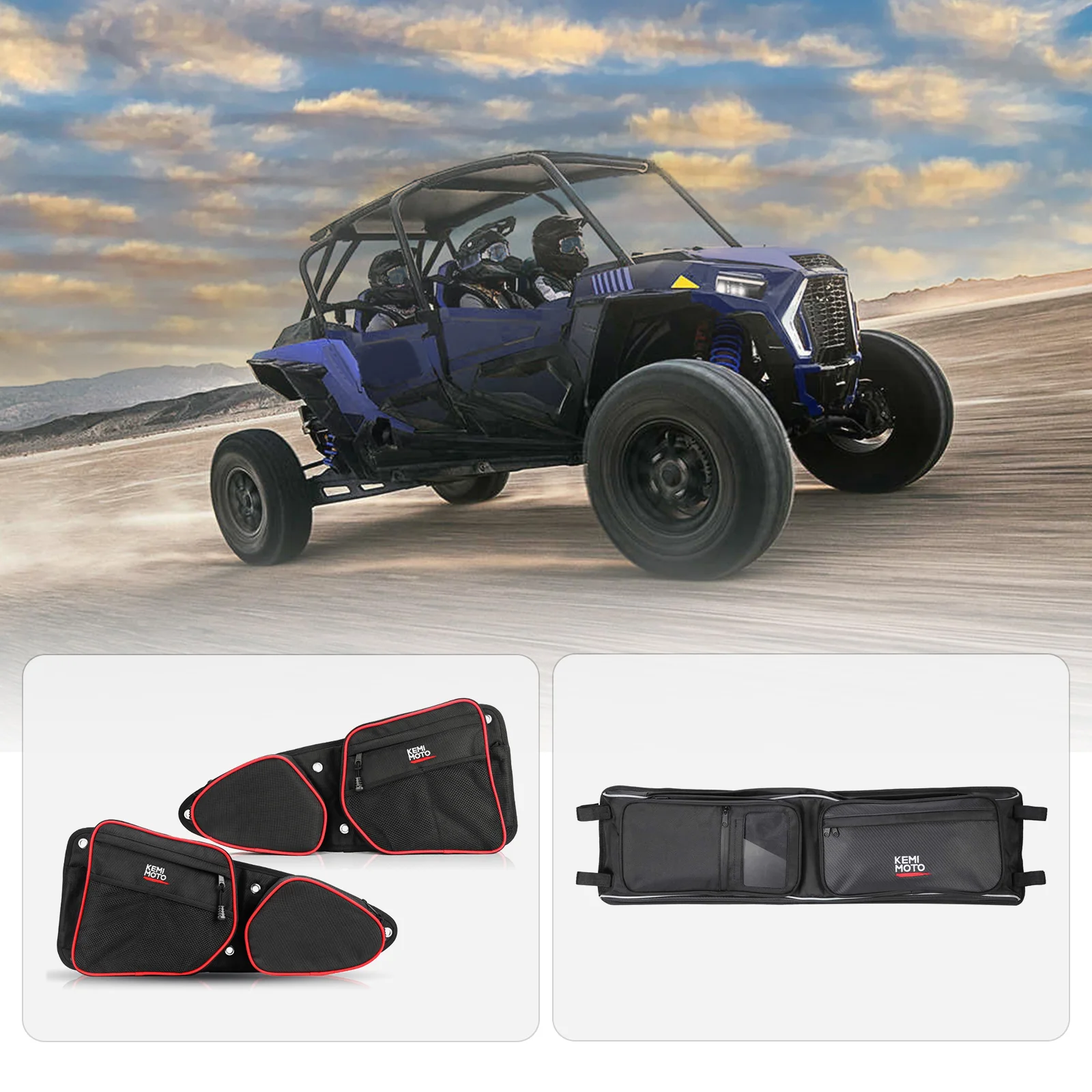 Front Side Door Bags and Roof Overhead Storage Bag for Polaris RZR - Image 4