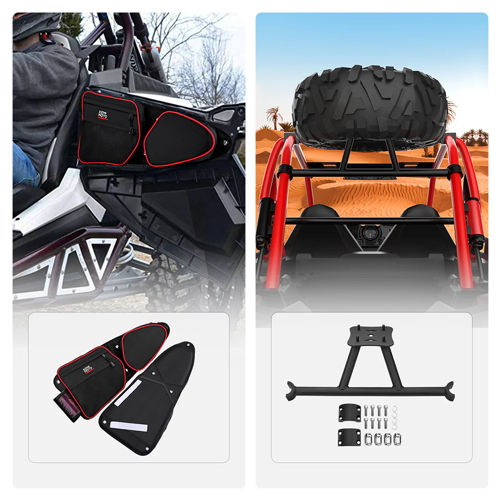 Front Side Door Bags and Spare Tire Carrier Mount for Polaris RZR - Image 4