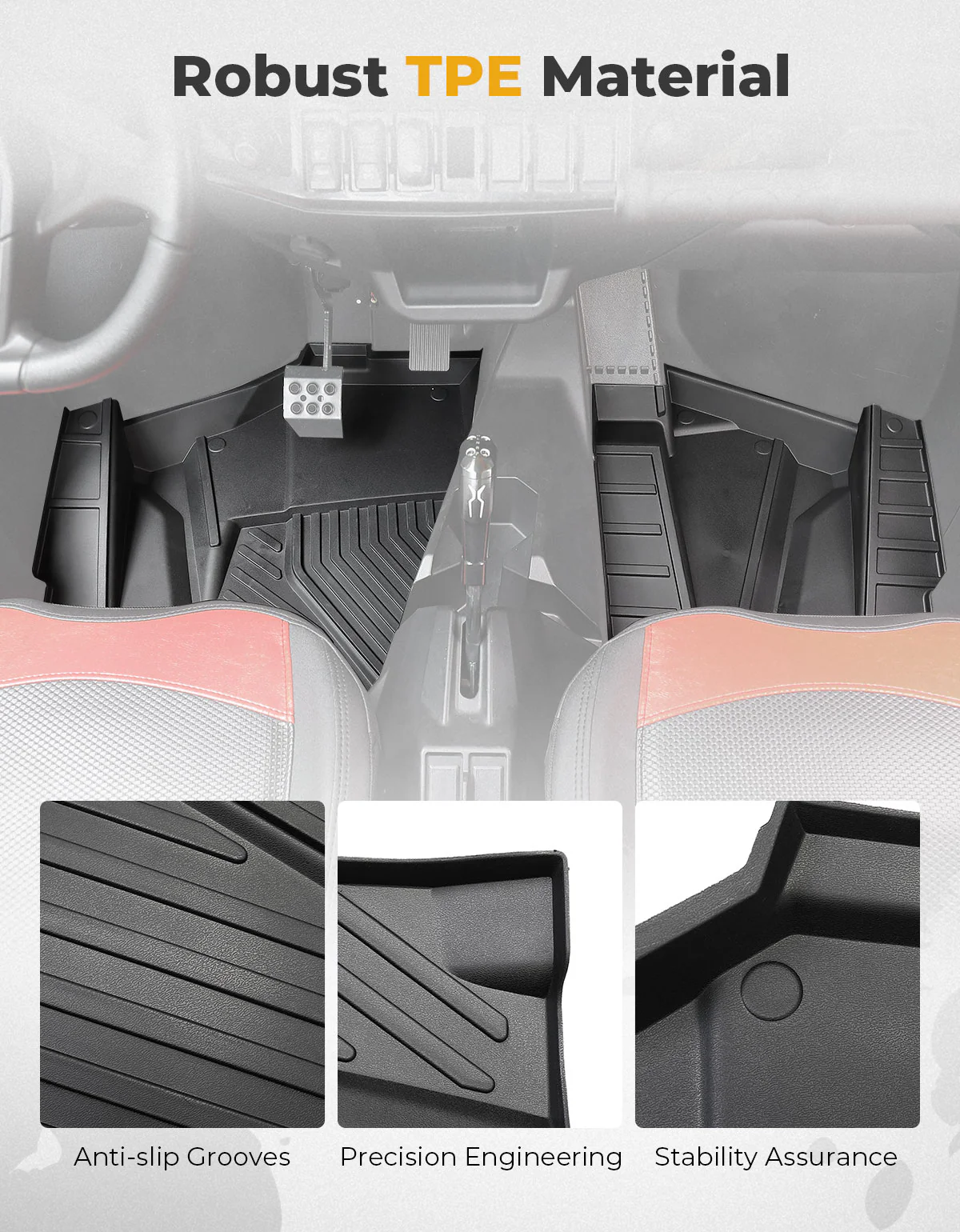 Front TPE Floor Mats for Polaris RZR XP 1000/4 1000 2024-2025 - Image 2