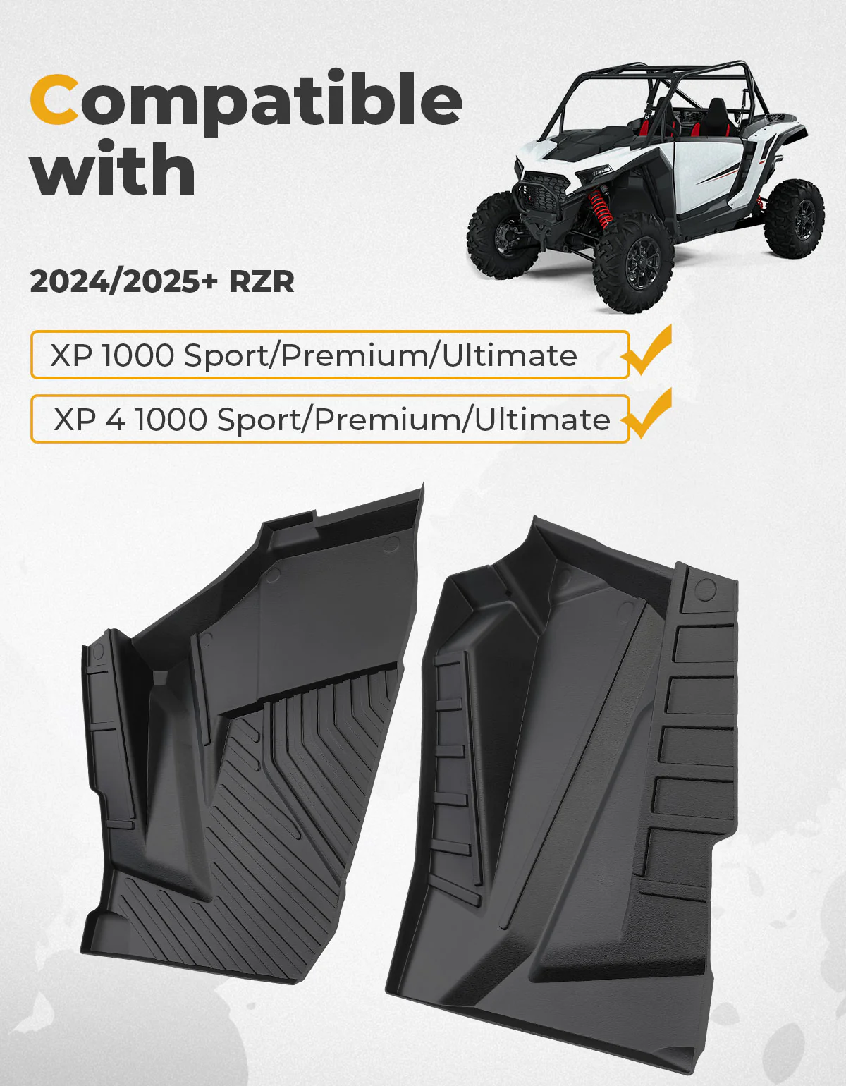 Front TPE Floor Mats for Polaris RZR XP 1000/4 1000 2024-2025 - Image 7