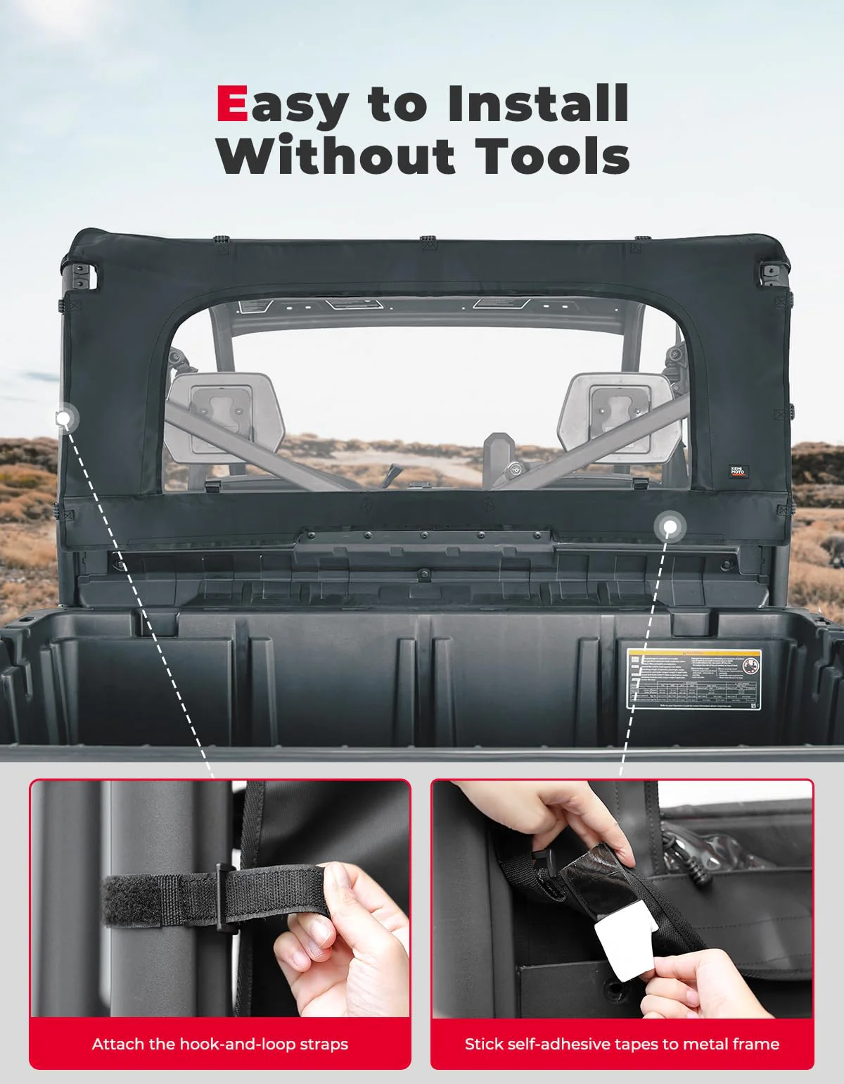 Front Vented Full Windshield & Soft Rear Windshield for Can Am Defender - Image 11