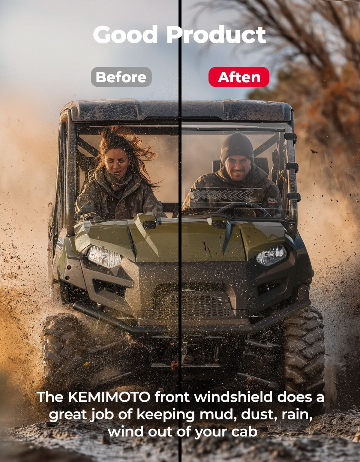 Front Vented Windshield for Polaris Ranger 800/XP 800/Crew (Not Fit Midsize) - Image 3