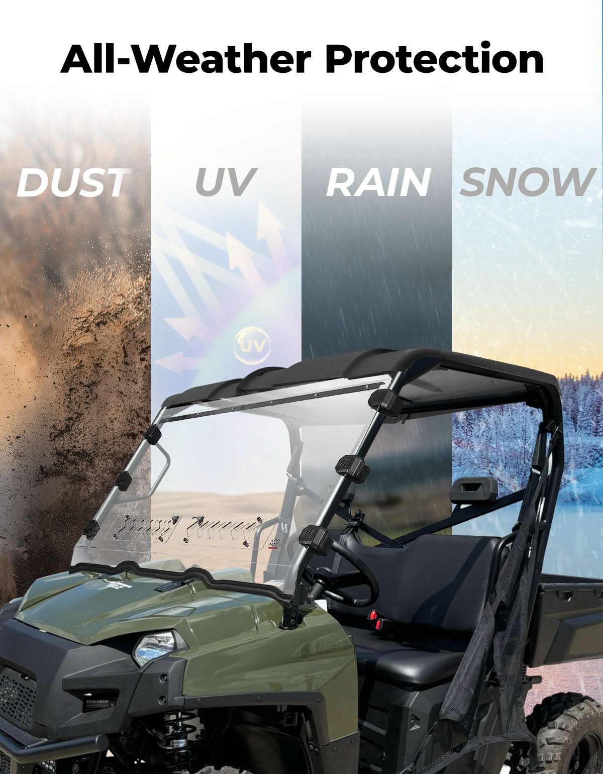 Front Vented Windshield for Polaris Ranger 800/XP 800/Crew (Not Fit Midsize) - Image 7