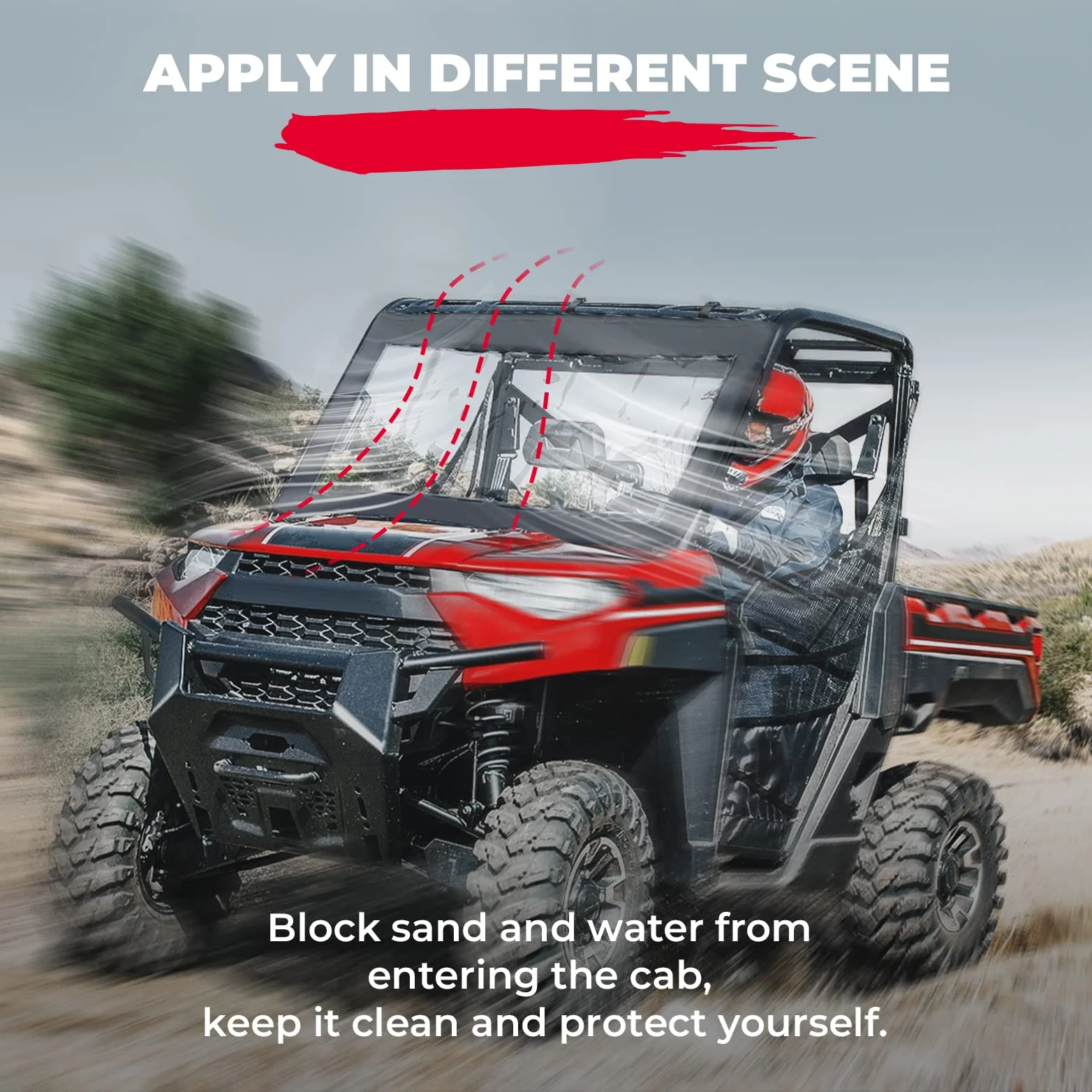 Soft Front Windshield, PVC Waterproof Panel for Ranger XP 1000 / Crew 2017-2024 - Image 3