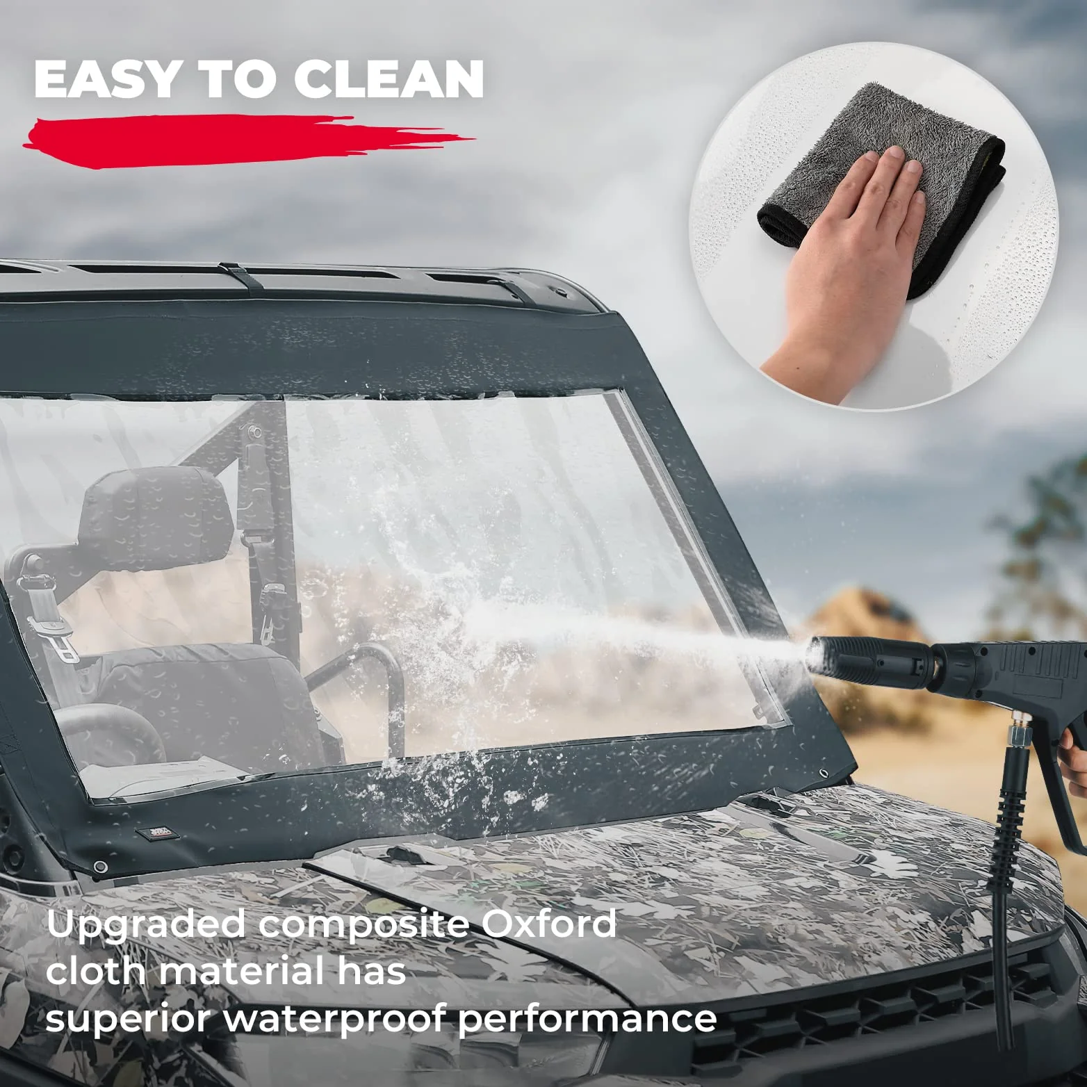 Soft Front Windshield, PVC Waterproof Panel for Ranger XP 1000 / Crew 2017-2024 - Image 4