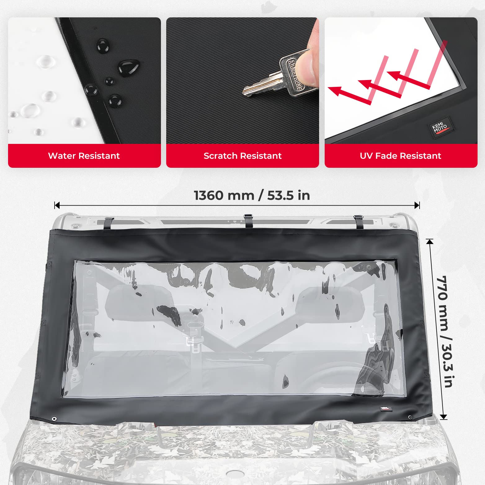 Soft Front Windshield, PVC Waterproof Panel for Ranger XP 1000 / Crew 2017-2024 - Image 6