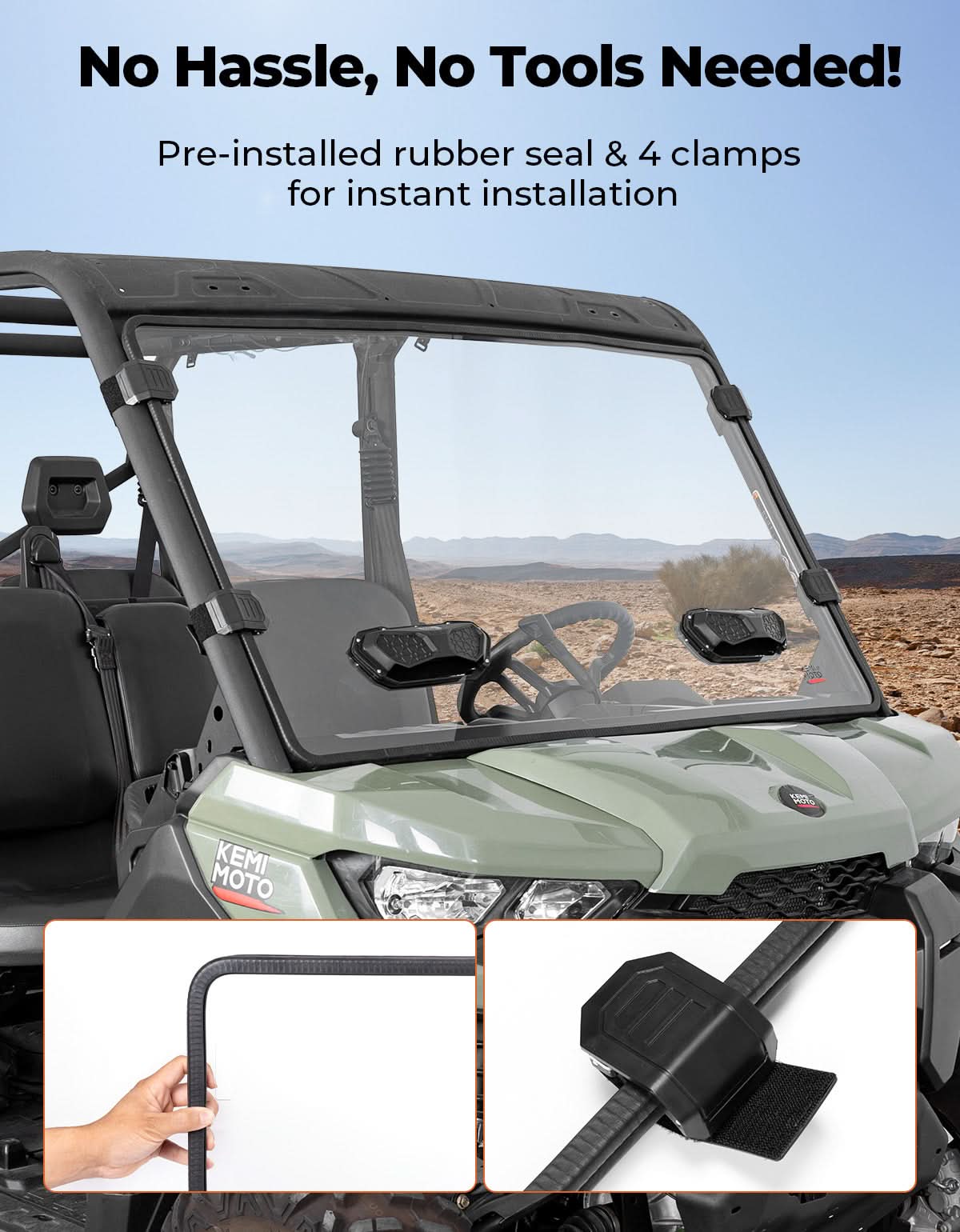 Vented Front Windshield for Can-Am Defender HD5/HD8/HD10/MAX（2016-2026） - Image 6