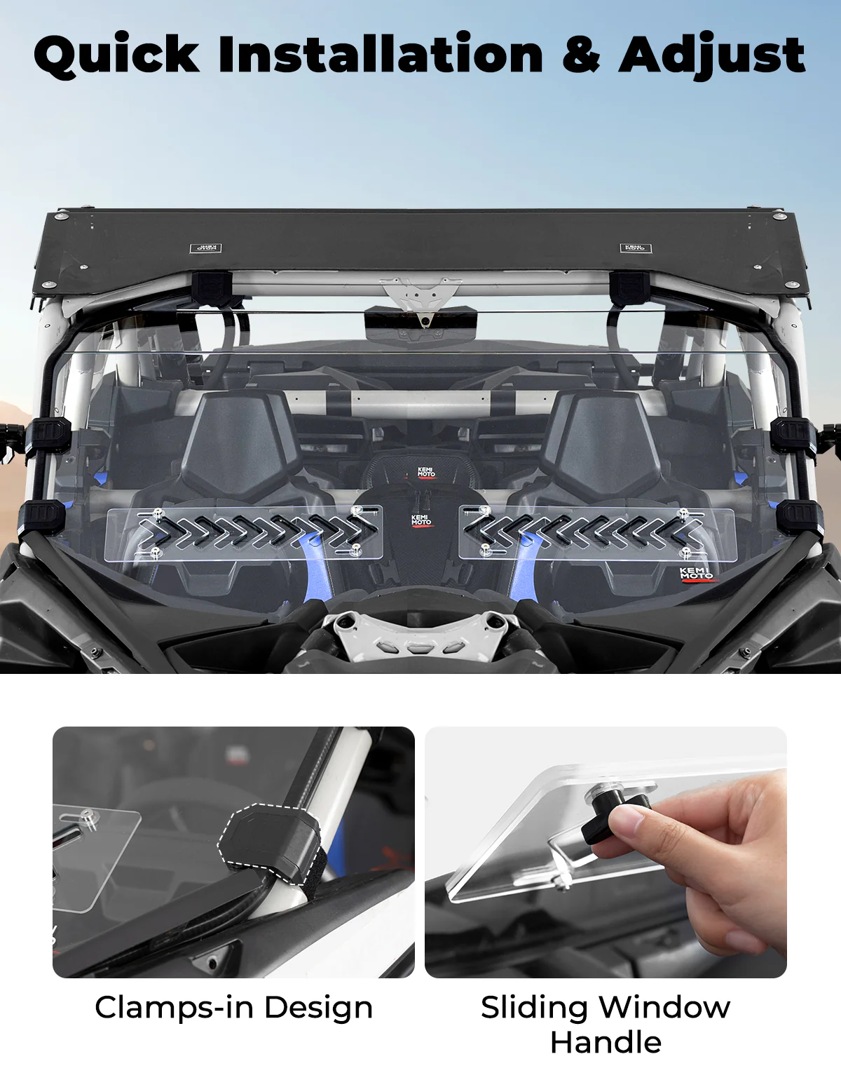 Front Windshield with Sliding Vents for Can-Am Maverick X3 / X3 MAX - Image 7