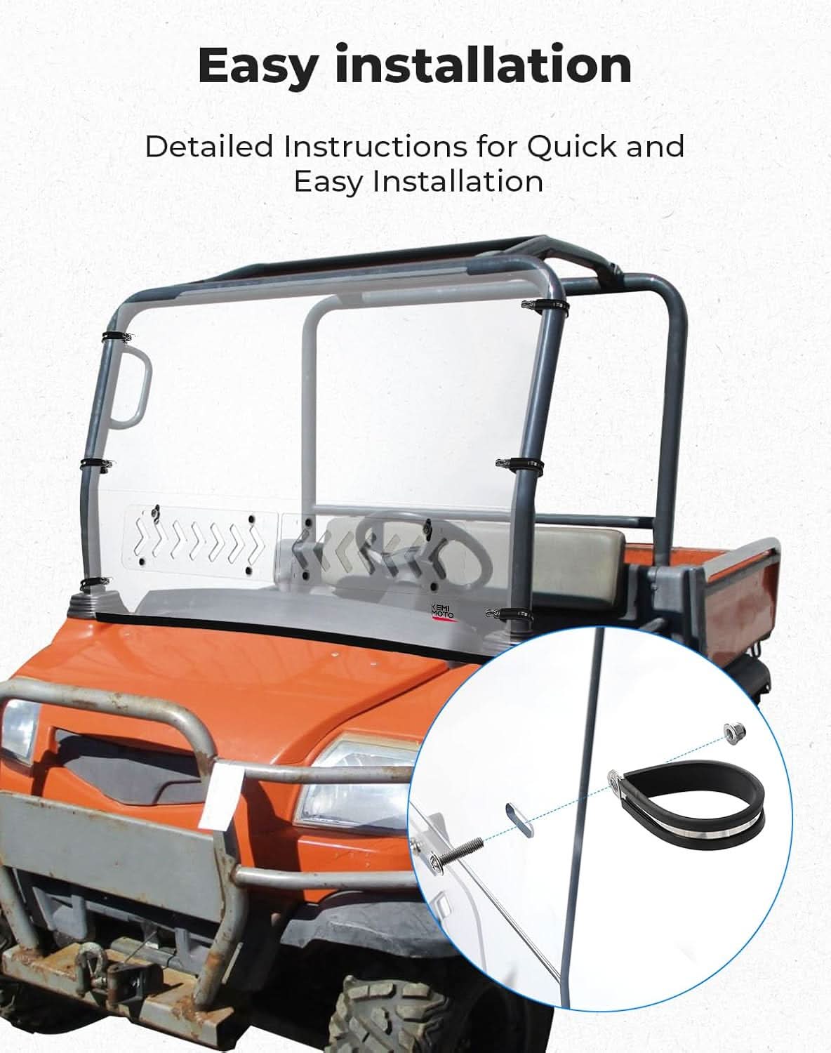 Front Windshield with Vent For Kubota RTV X900/ X1120 - Image 2