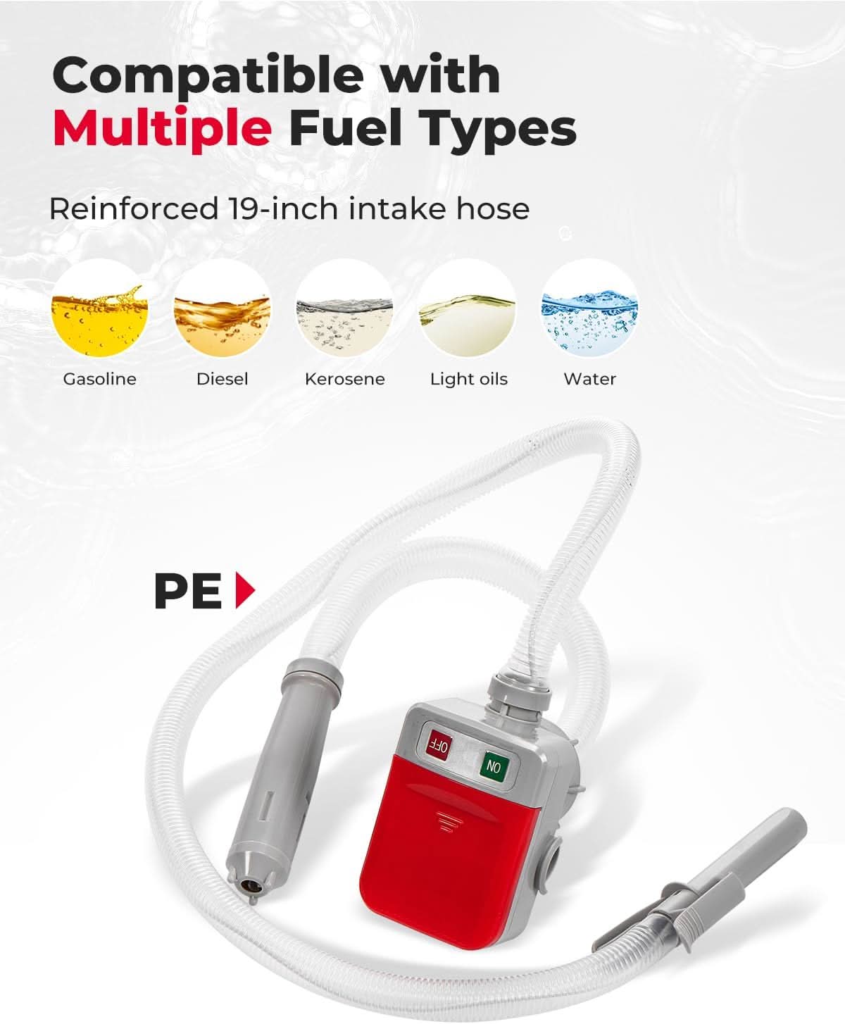 Fuel Transfer Pump with 35''/ 51'' Long Hose, Portable Transfer Pump Automatic - Image 5
