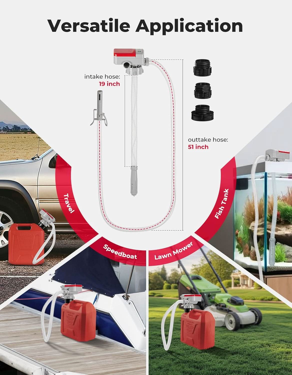 Fuel Transfer Pump with 35''/ 51'' Long Hose, Portable Transfer Pump Automatic - Image 7
