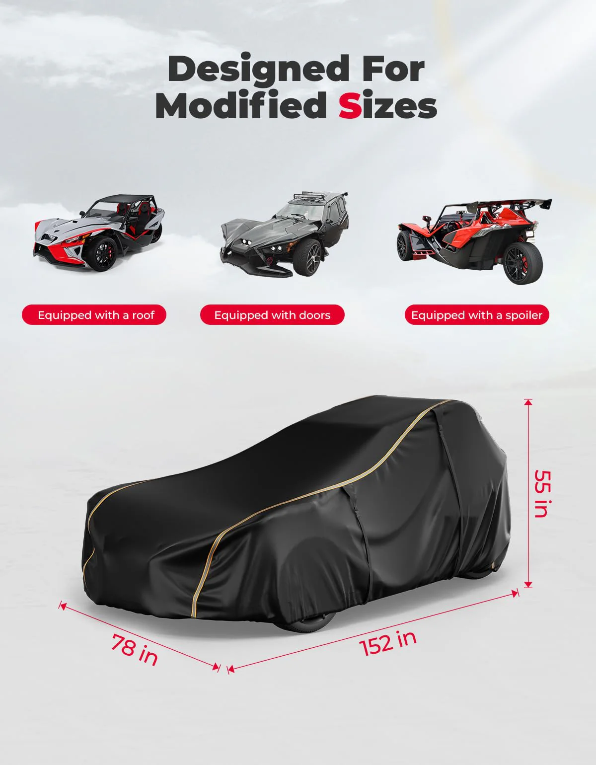 Full Cover with Reflective Strips for Polaris Slingshot 2015-2025 - Image 2