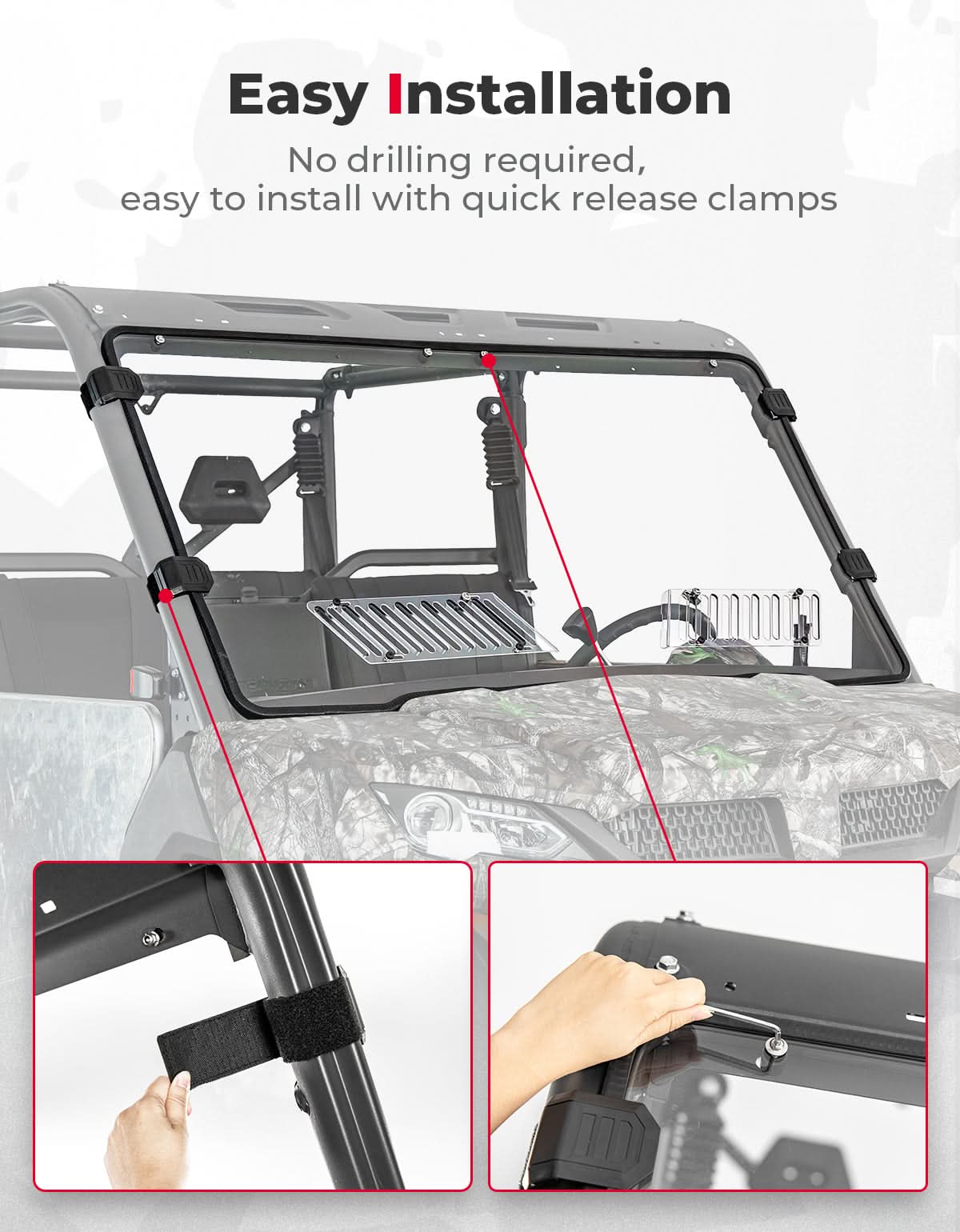 Full Doors with Sliding Window & Front Windshield For CFMOTO UFORCE 1000 XL - Image 9
