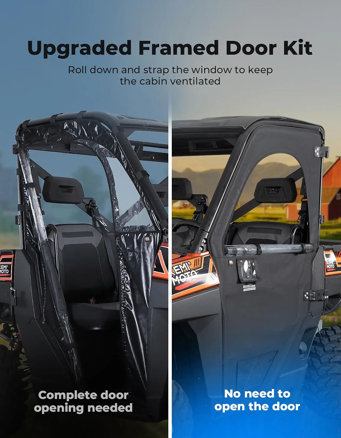 Full Doors with Steel Frame for Polaris Ranger 1000/ XP 1000 2018-2026 - Image 3